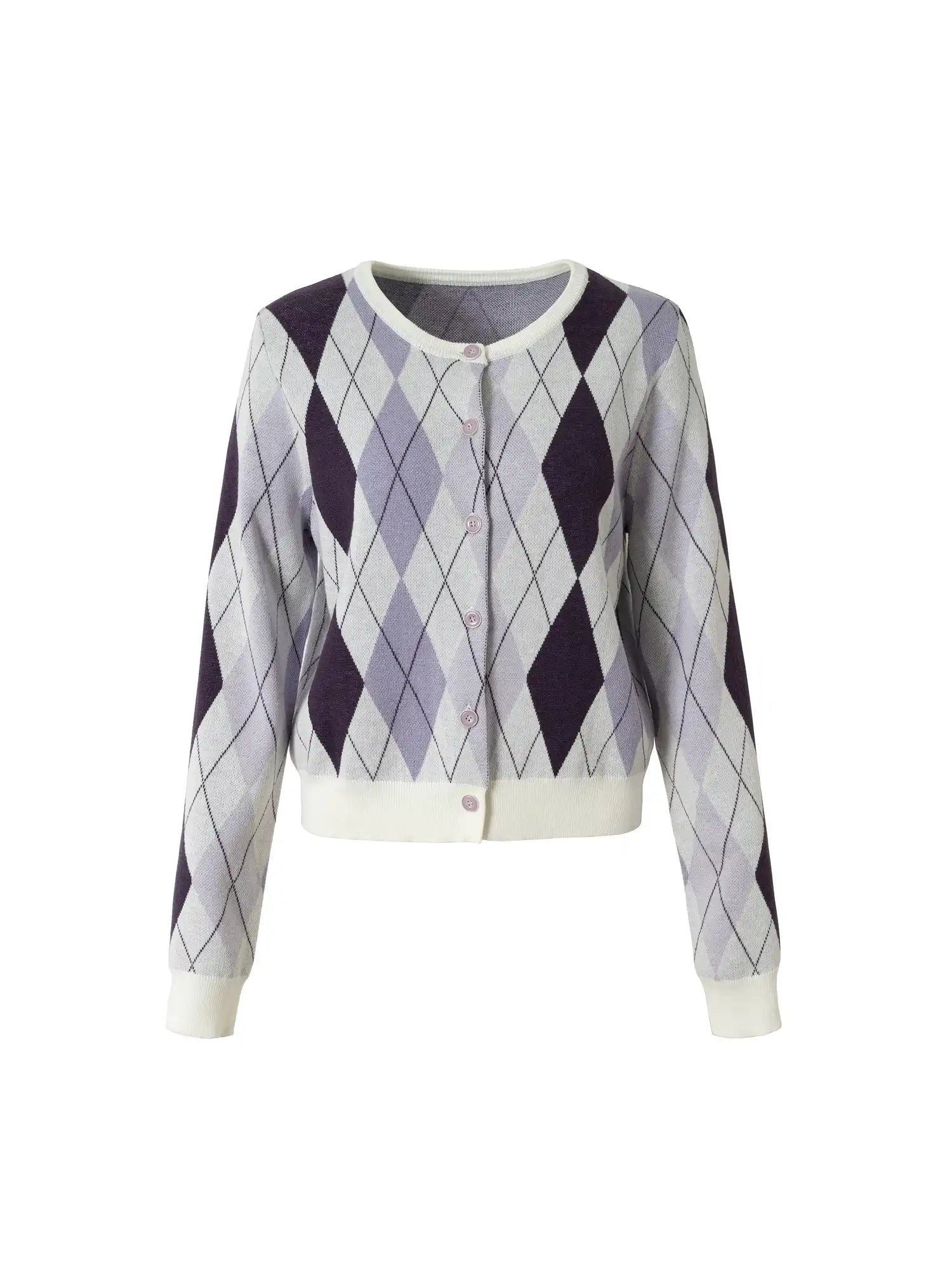 Button Up Argyle Preppy Cardigan