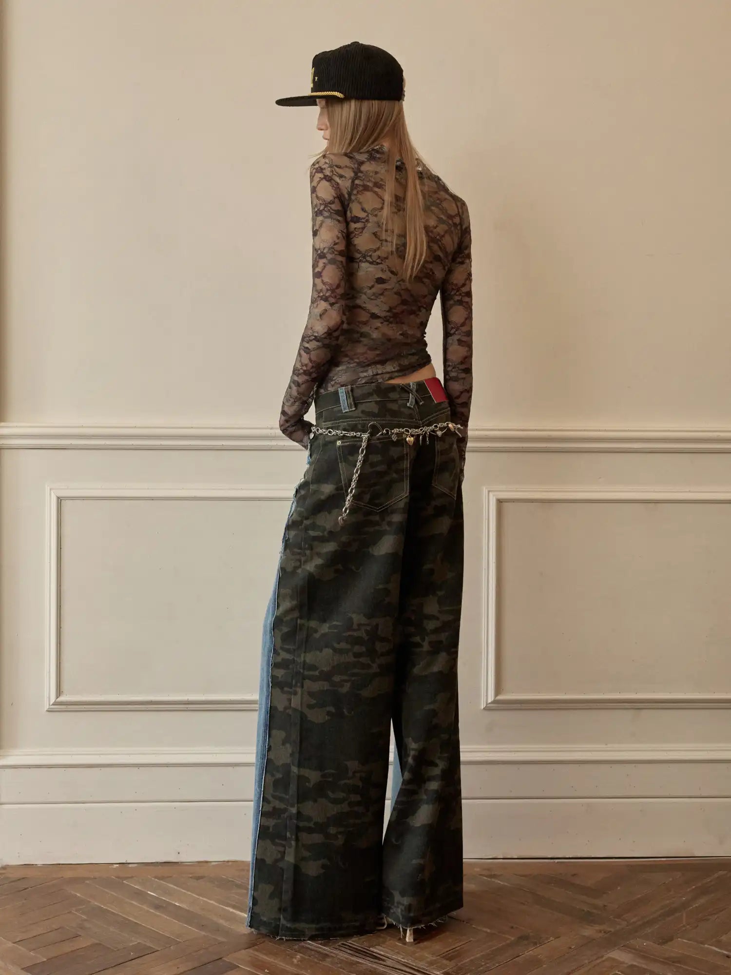 1Jinn Studio Camo Panel Low Rise Y2K Wide Leg Denim | Canton Collective
