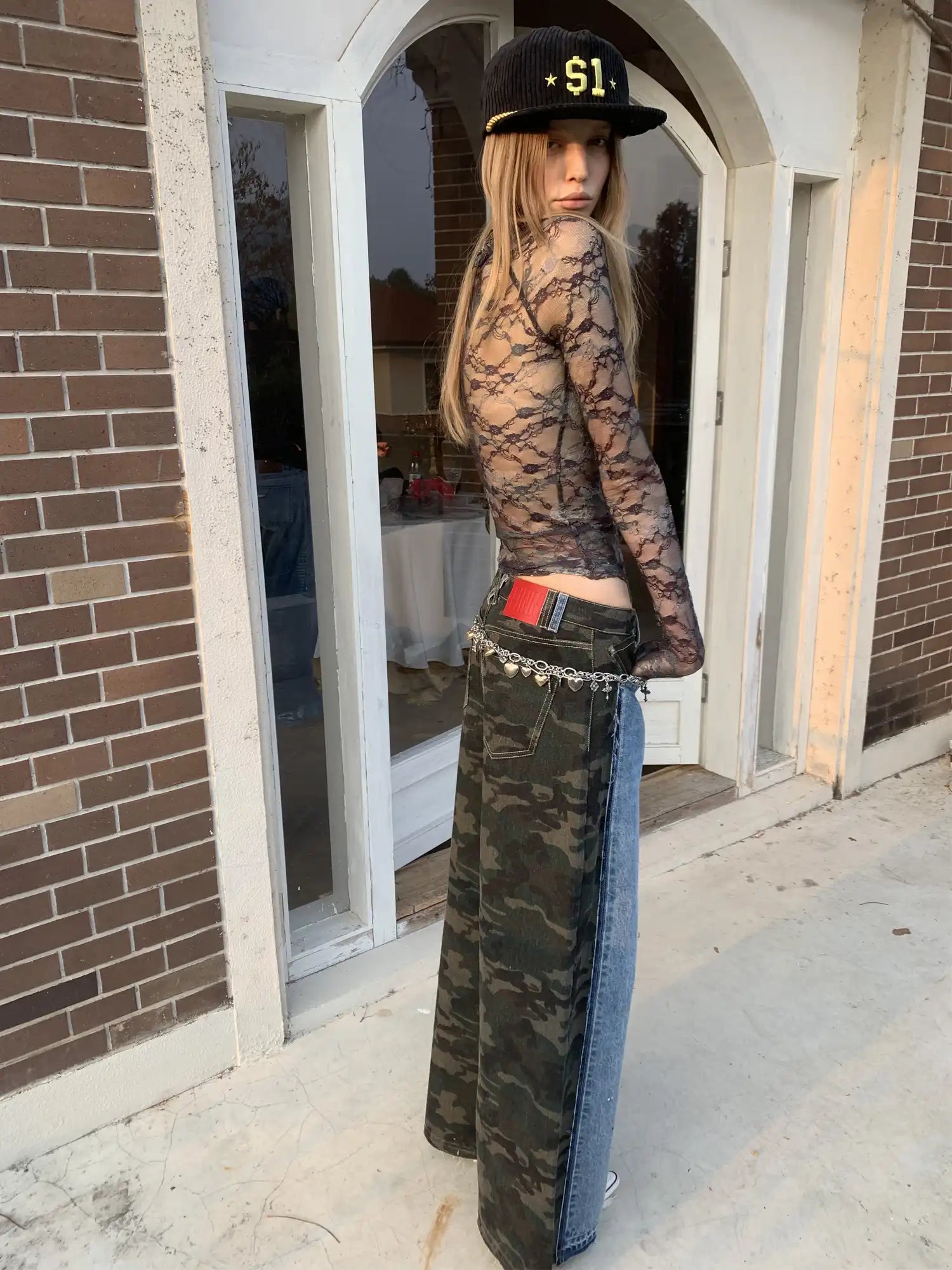 1Jinn Studio Camo Panel Low Rise Y2K Wide Leg Denim | Canton Collective