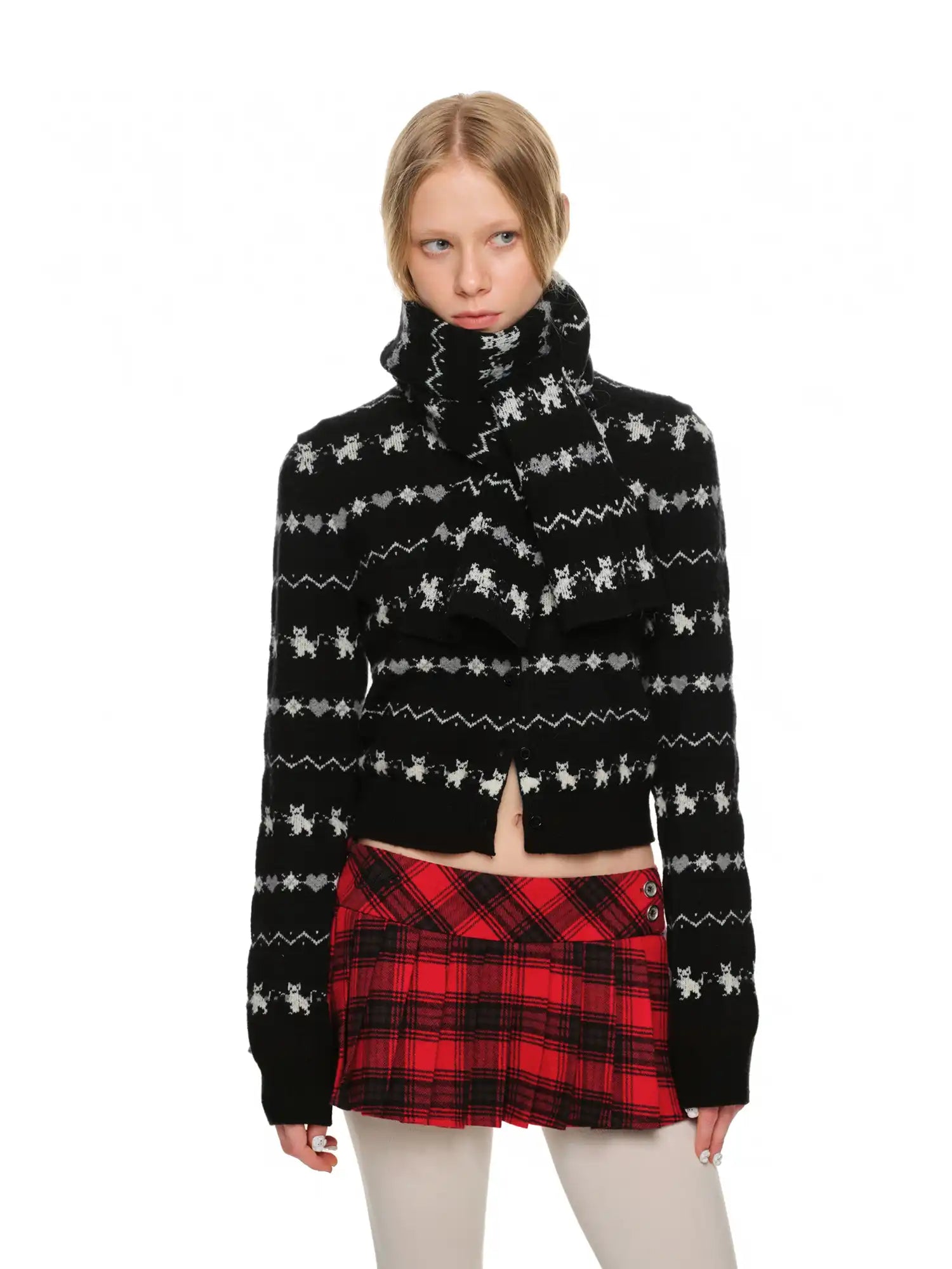 1Jinn Studio Cat-Patterned Fair Isle Knit Cardigan | Canton Collective