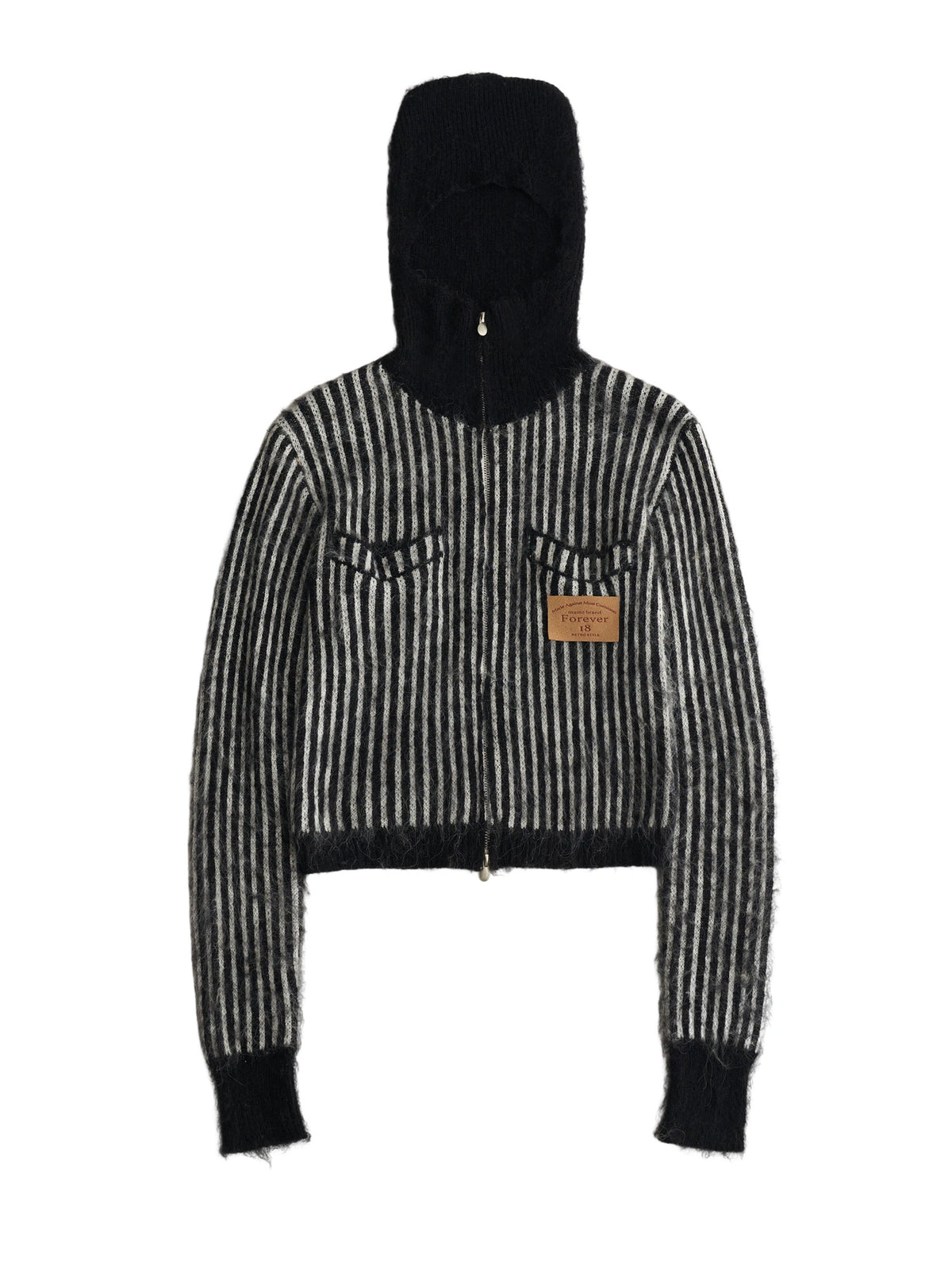 MAMC Cat Ear Striped Knit Zip Cardigan | Canton Collective