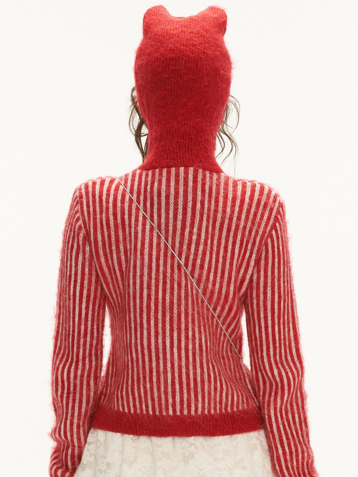 MAMC Cat Ear Striped Knit Zip Cardigan | Canton Collective