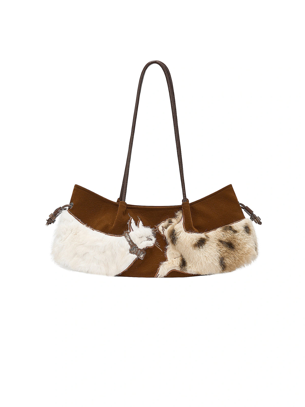 Outtheblue Cat Embroidery Suede Baguette Handbag | Canton Collective