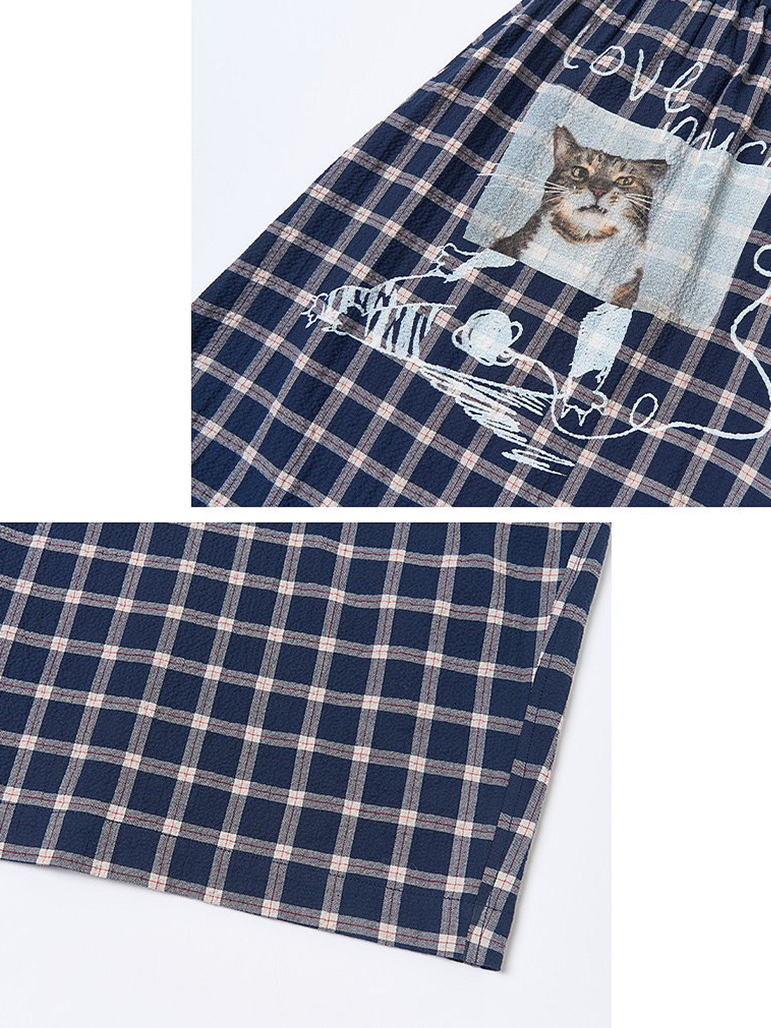 Outtheblue Cat Graphic Plaid Wide-Leg Pants | Canton Collective