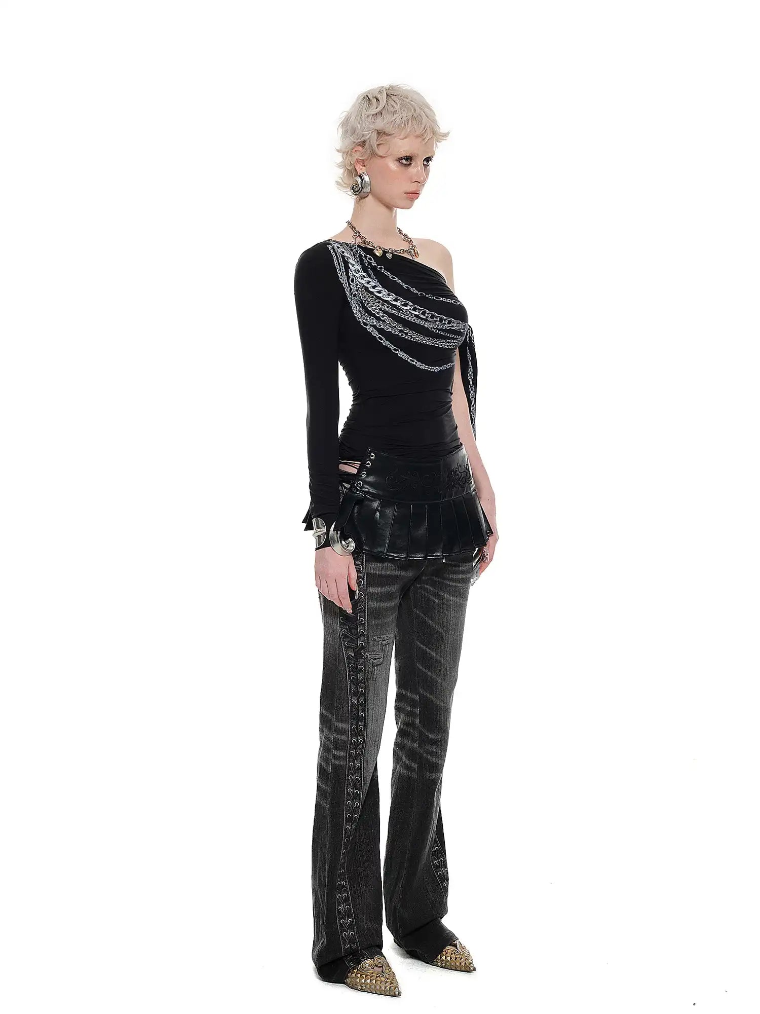 1Jinn Studio Chain Print One-Shoulder Top | Canton Collective