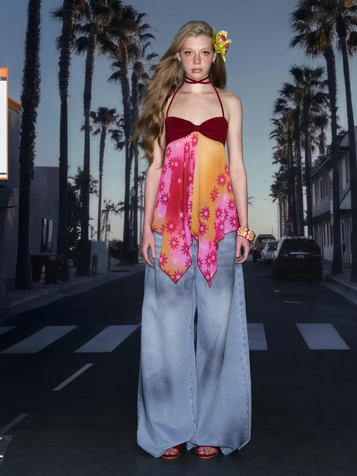 Deleteex Chiffon Floral Babydoll Halter Top | Canton Collective