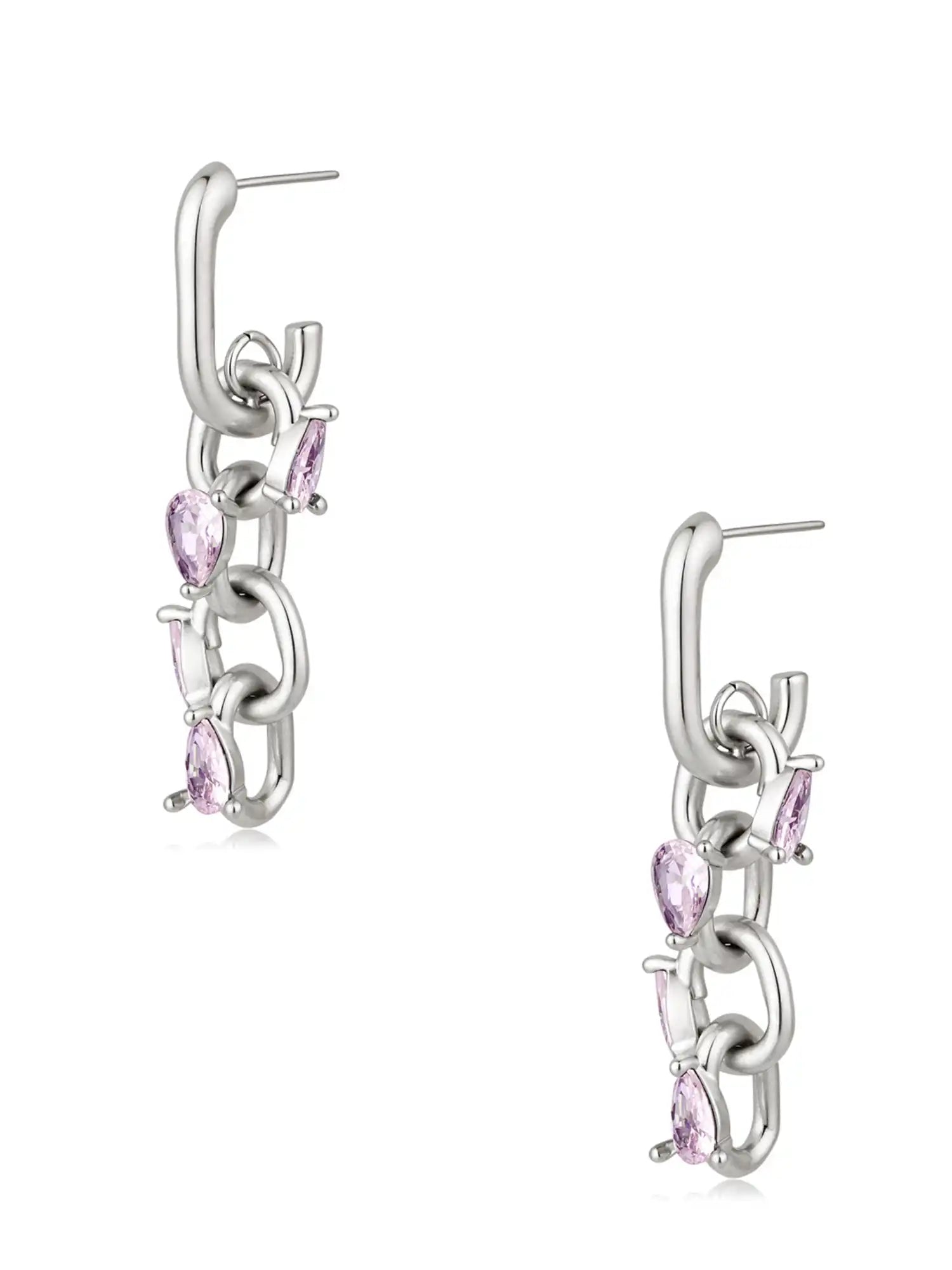 1Jinn M2M Chunky Chain-Link Lavender Zircon Drop Earrings | Canton Collective