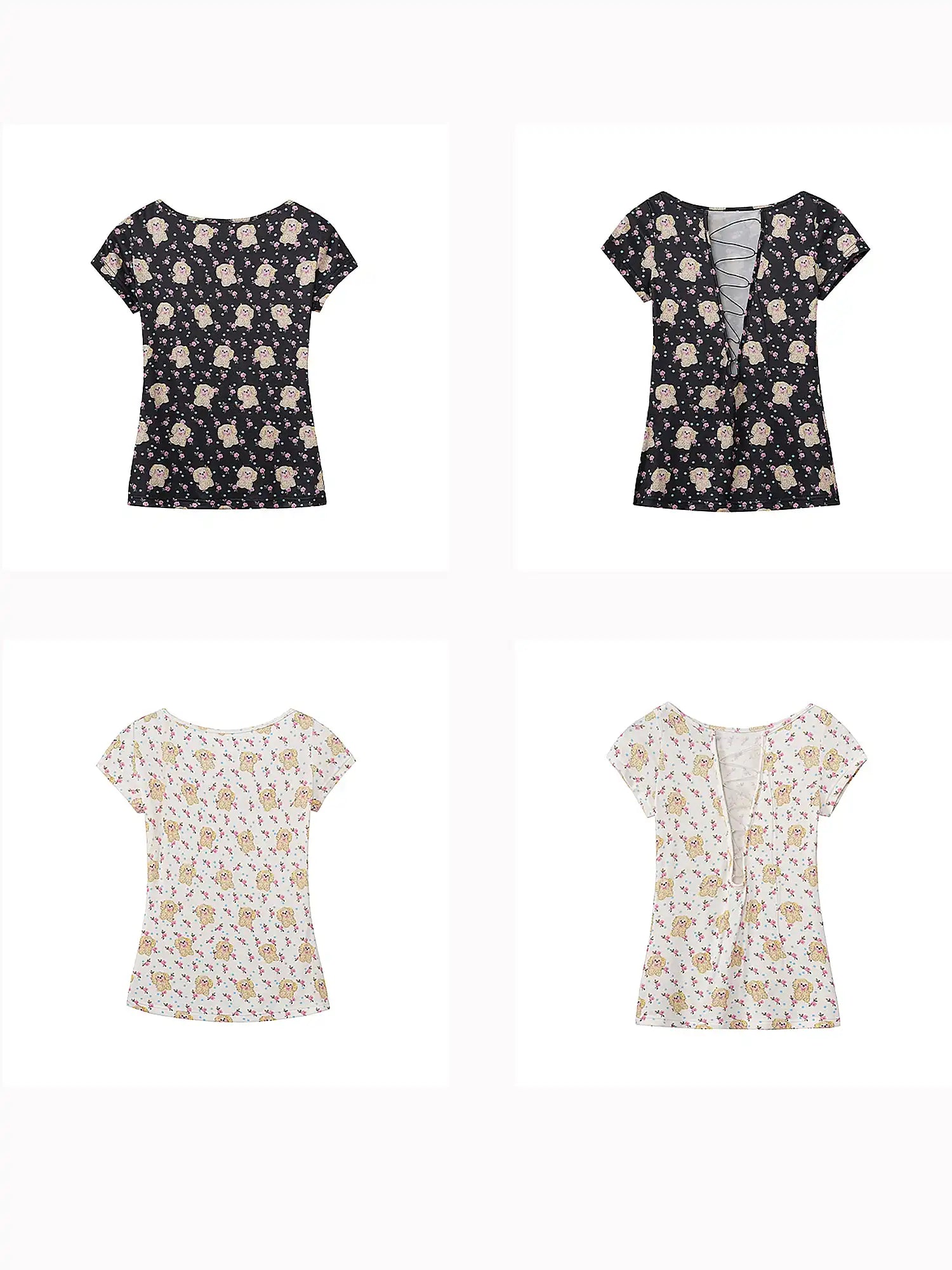 Deleteex Contour Fit V-Neck Baby Tee With Ruched Front And Abstract Print | Canton Collective
