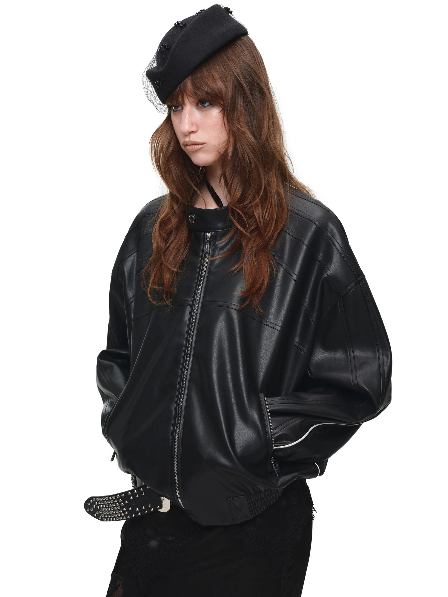 1Jinn Studio Contrast Y2K PU Leather Jacket | Canton Collective