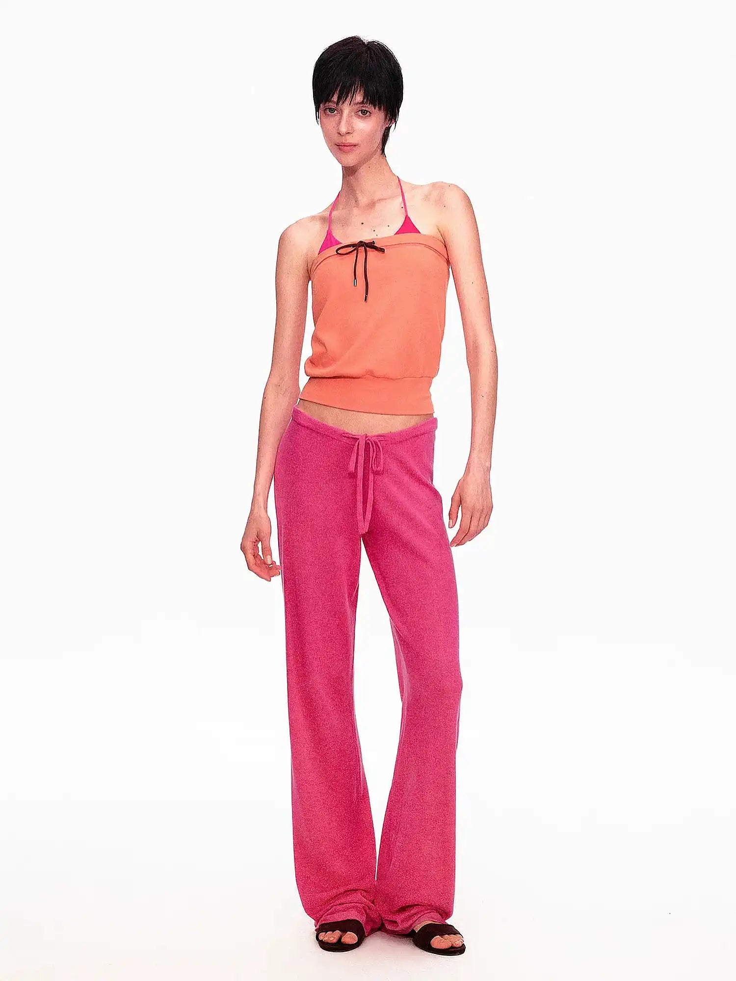 Ayo Contrast Drawstring Knit Strapless Top | Canton Collective