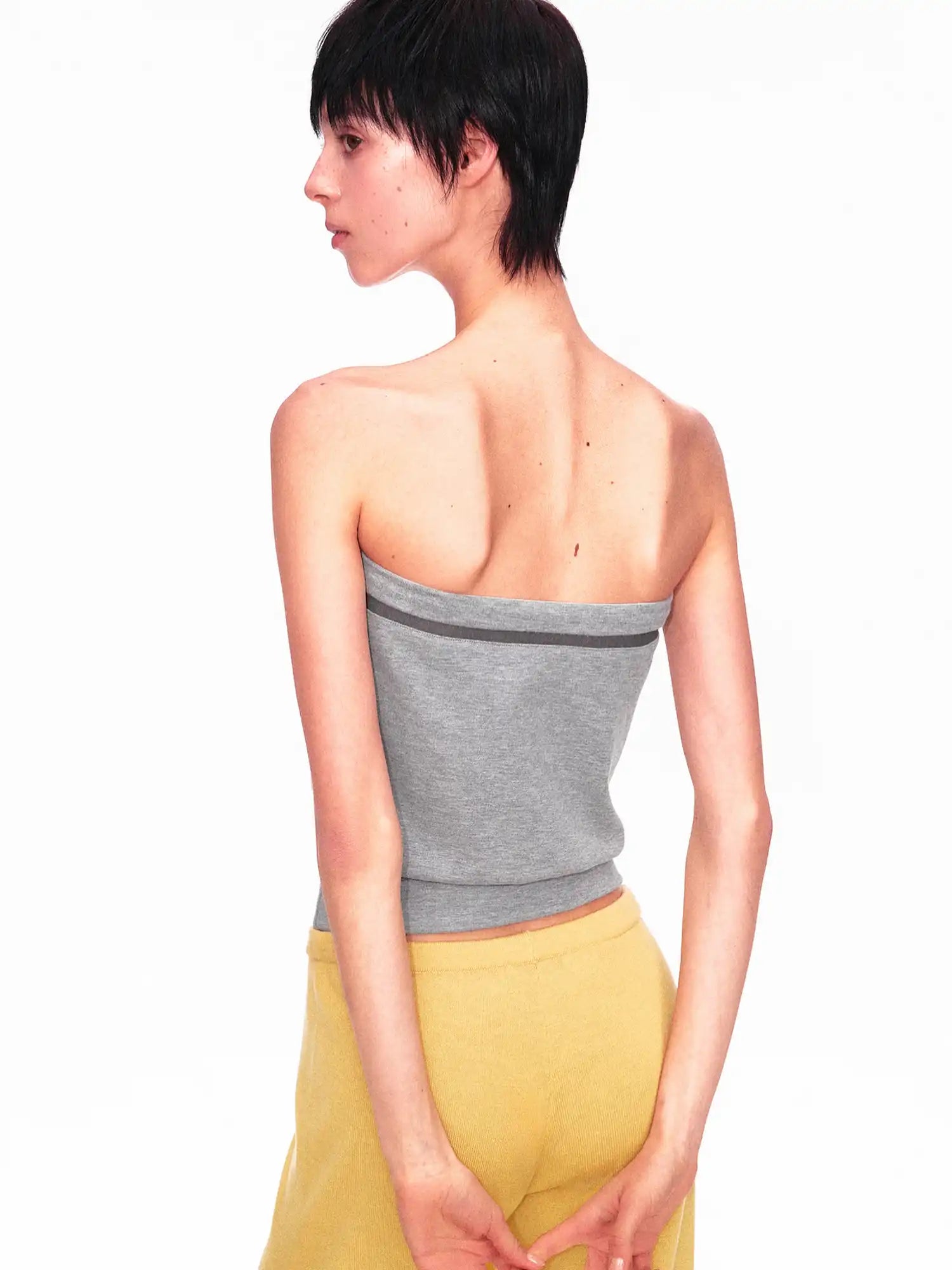 Ayo Contrast Drawstring Knit Strapless Top | Canton Collective