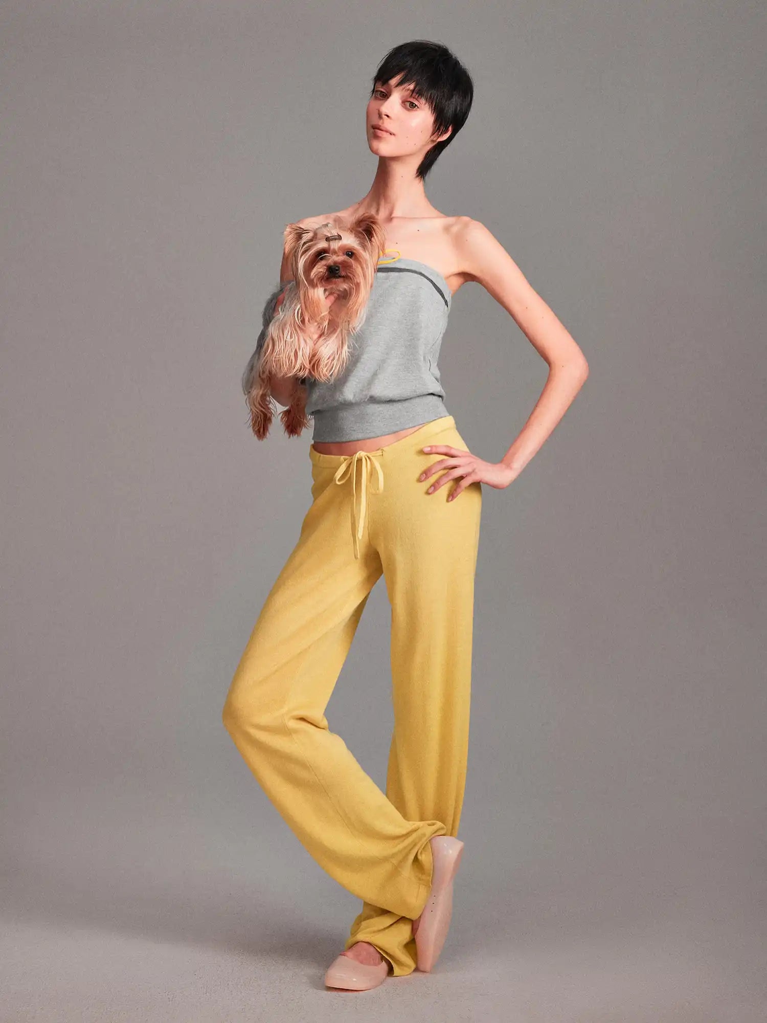 Ayo Contrast Drawstring Knit Strapless Top | Canton Collective