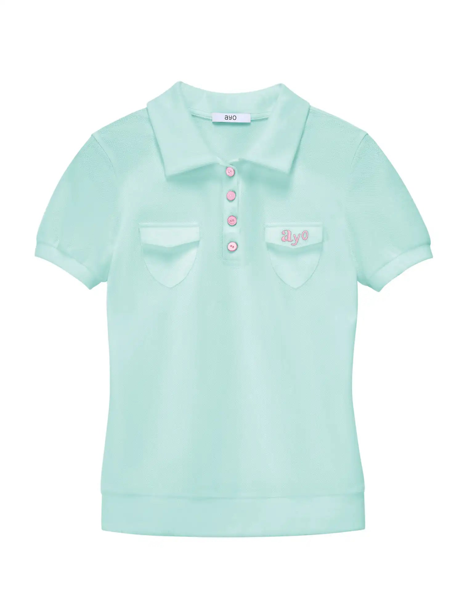 Ayo Contrast Embroidered Polo Shirt Crop Top | Canton Collective