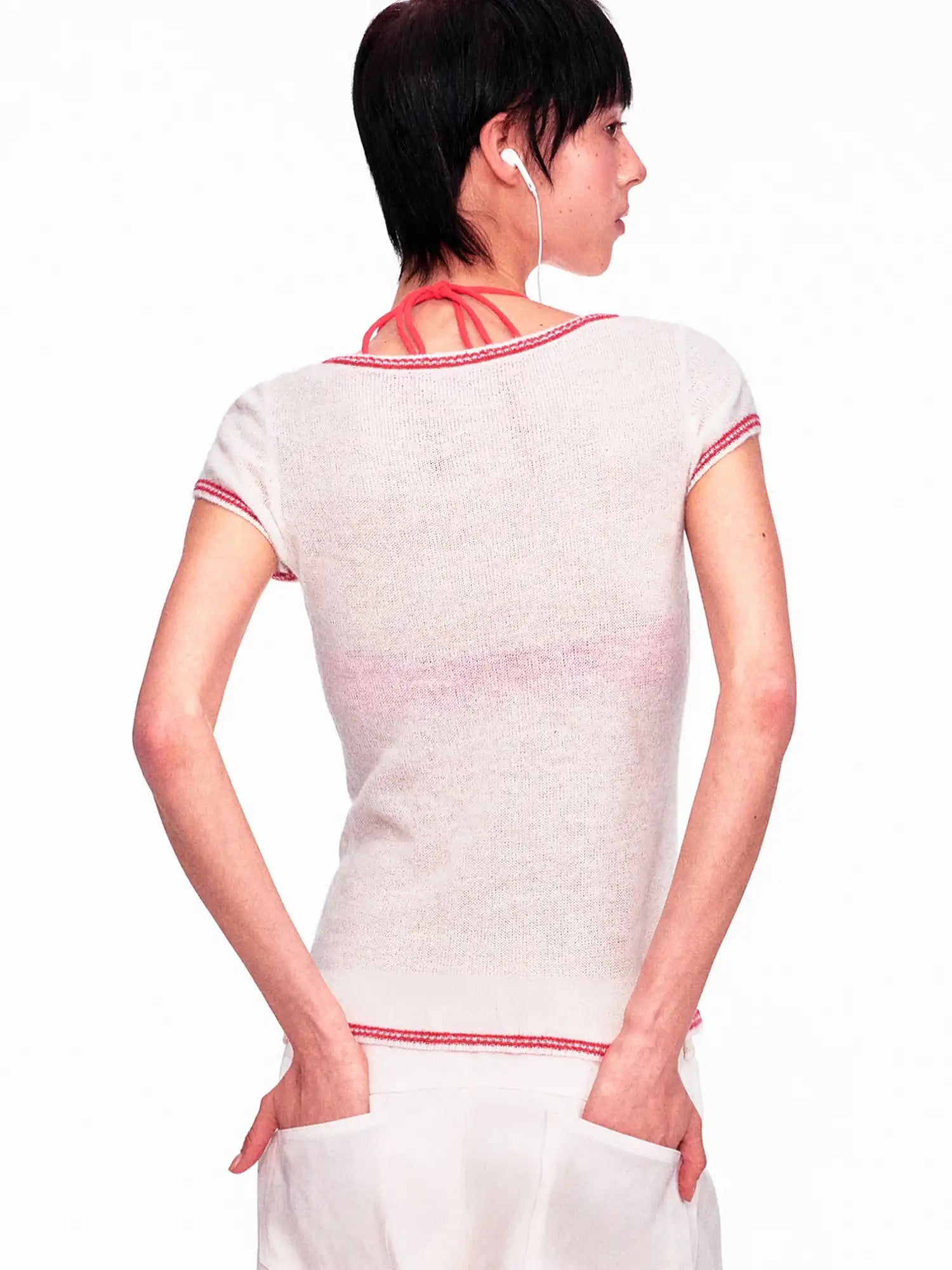 Ayo Contrast Off Shoulder Cropped Knit Top | Canton Collective