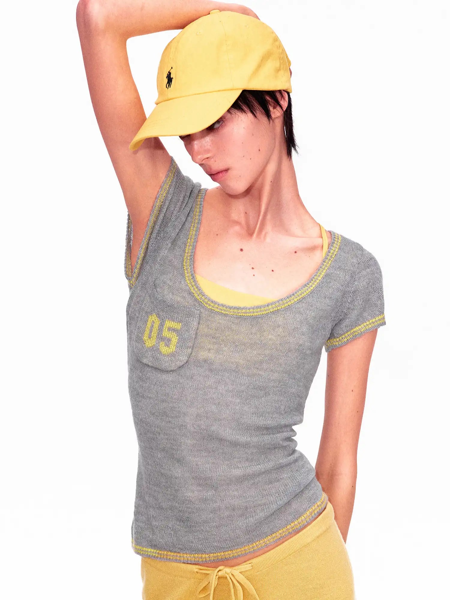 Ayo Contrast Off Shoulder Cropped Knit Top | Canton Collective