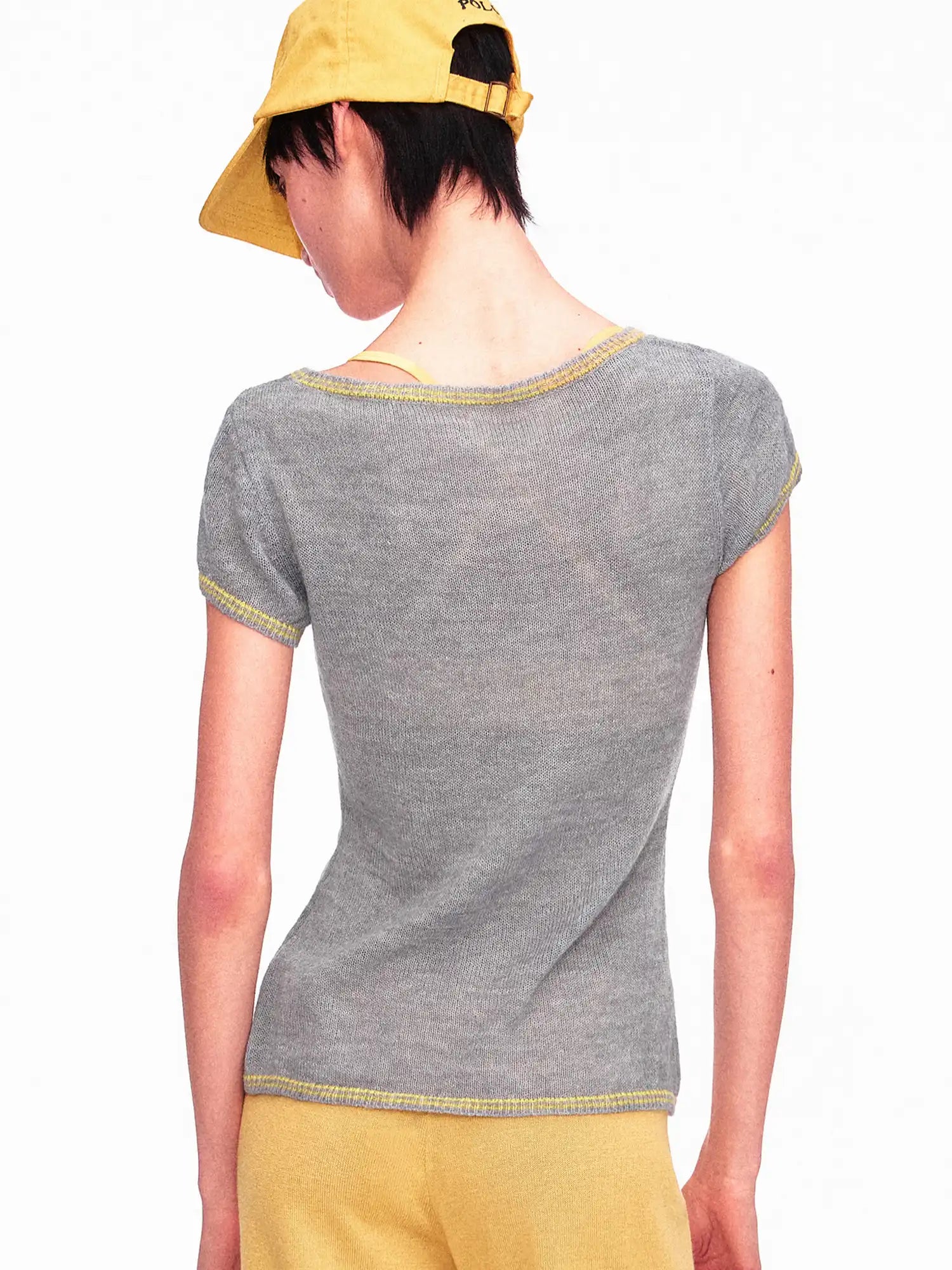 Ayo Contrast Off Shoulder Cropped Knit Top | Canton Collective
