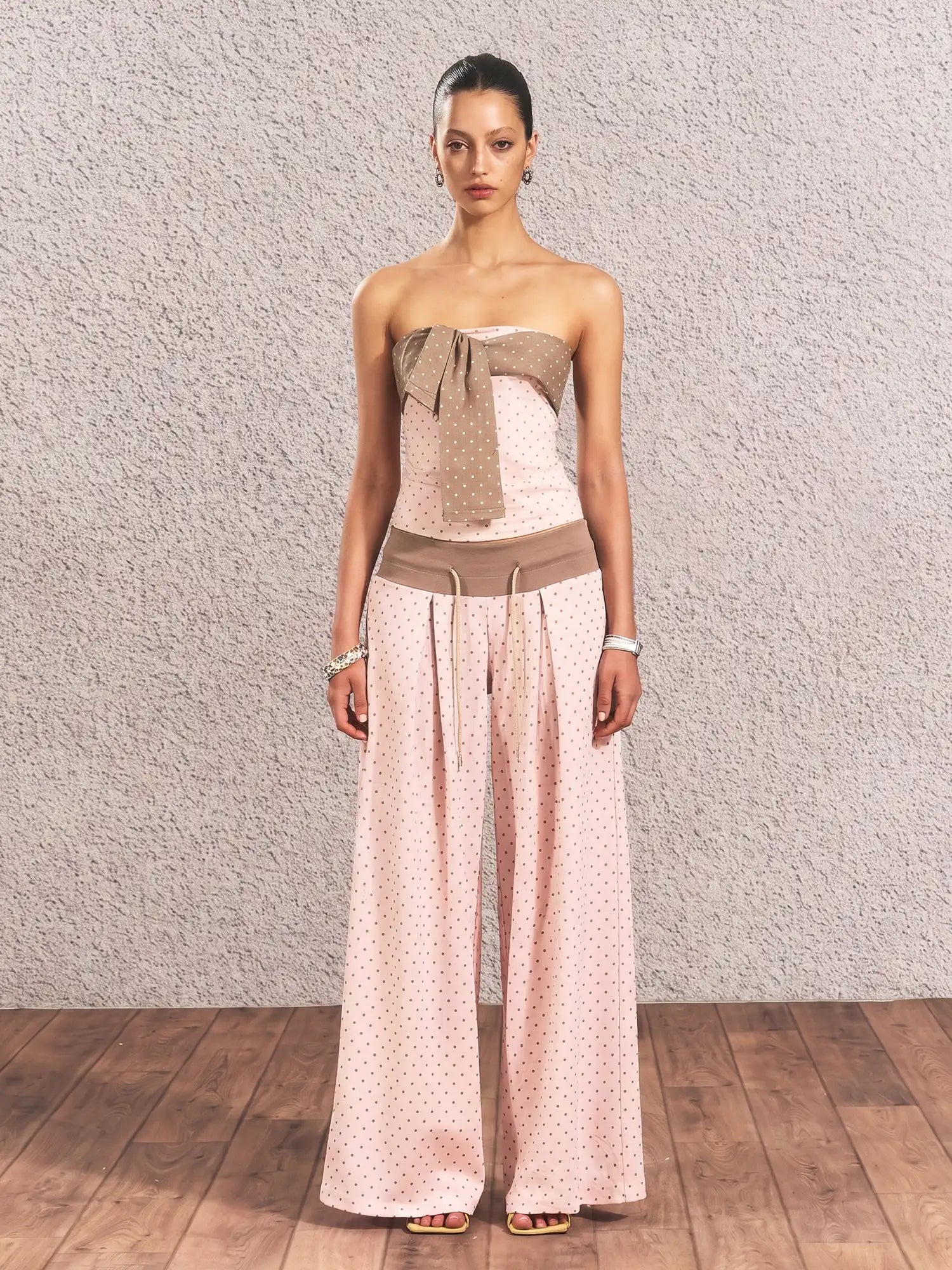 CantonCollective Design Contrast Waist Polka Dot Baggy Pants | Canton Collective