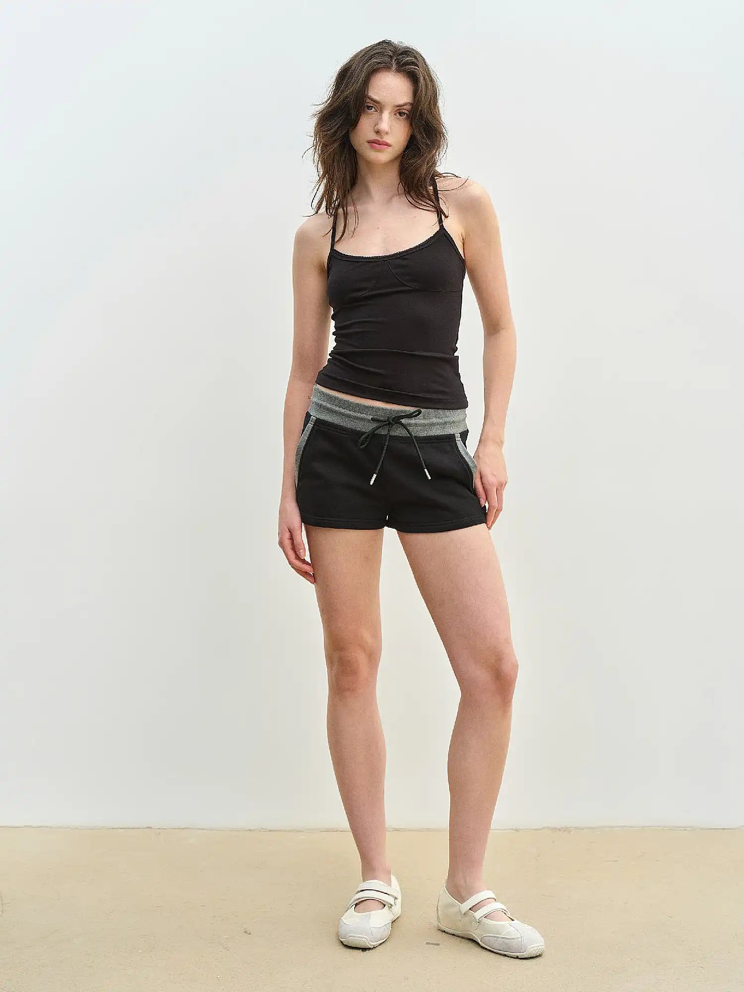 Muse Naps Contrast Waistband Drawstring Mini Shorts | Canton Collective