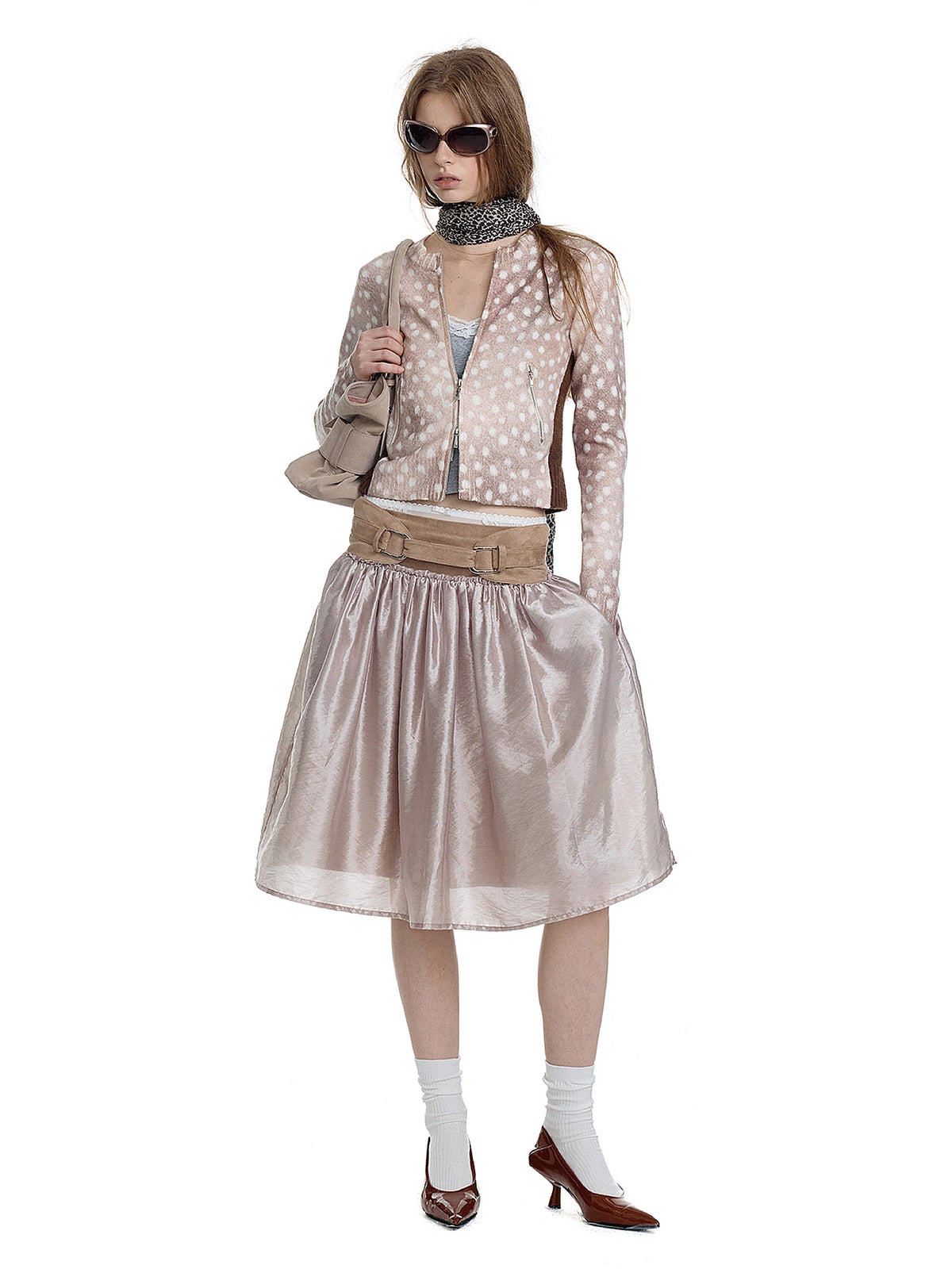 2HK TWO HOUR KEYYY Contrast Waistband Puff Satin Skirt | Canton Collective