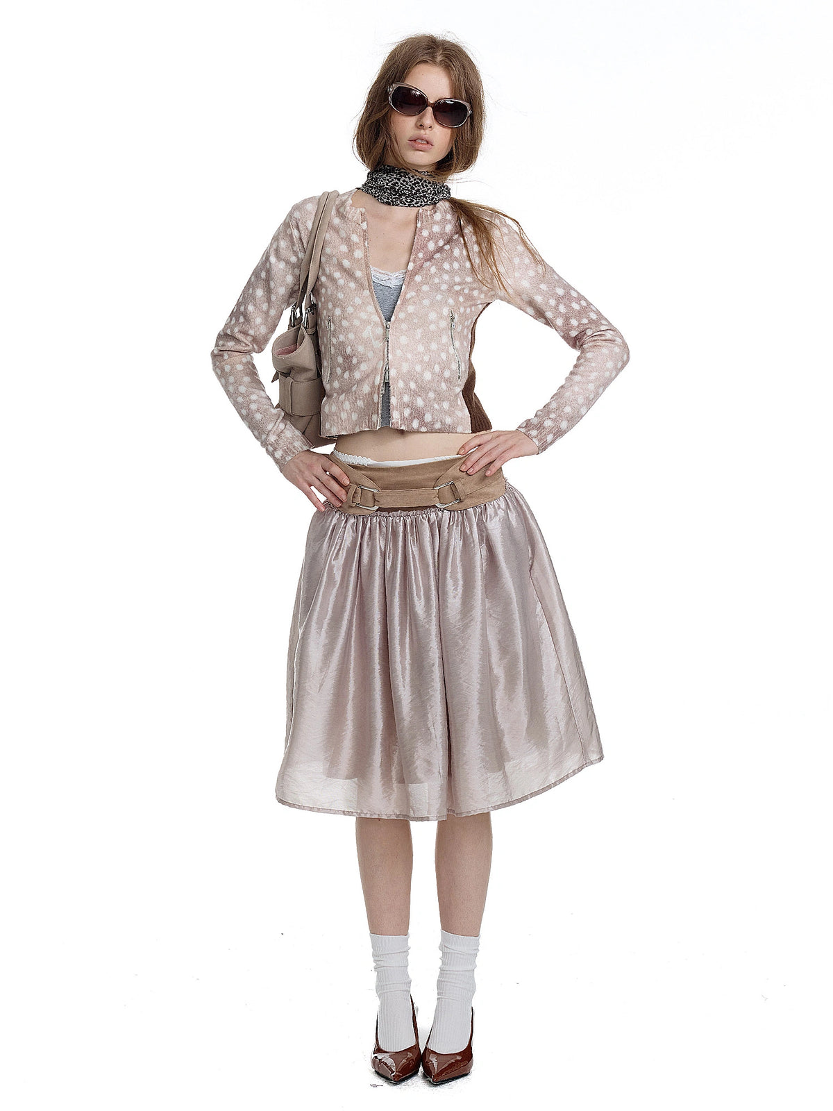 2HK TWO HOUR KEYYY Contrast Waistband Puff Satin Skirt | Canton Collective