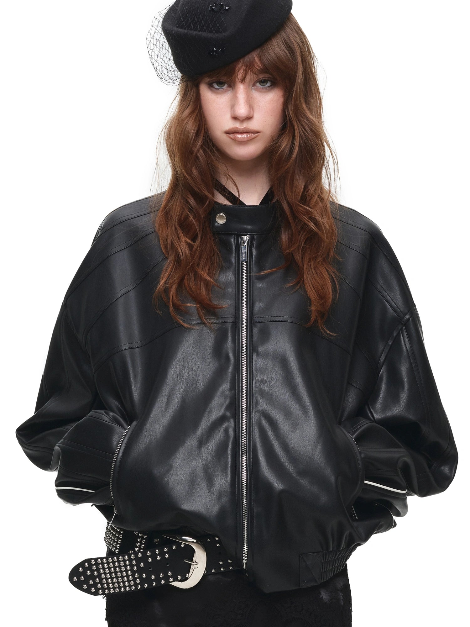 1Jinn Studio Contrast Y2K PU Leather Jacket | Canton Collective