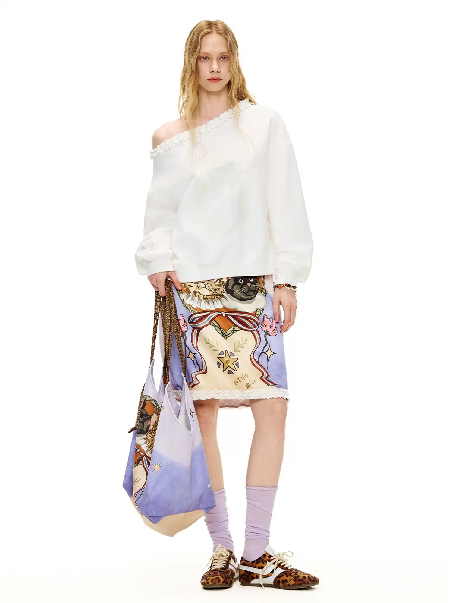 Outtheblue Coquette Lace Trimmed Purple Satin Skirt | Canton Collective