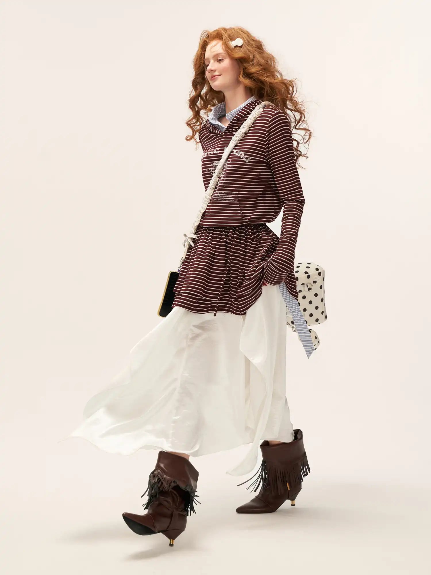 MAMC Coquette Striped Hooded Sweatshirt Peplum Dress | Canton Collective