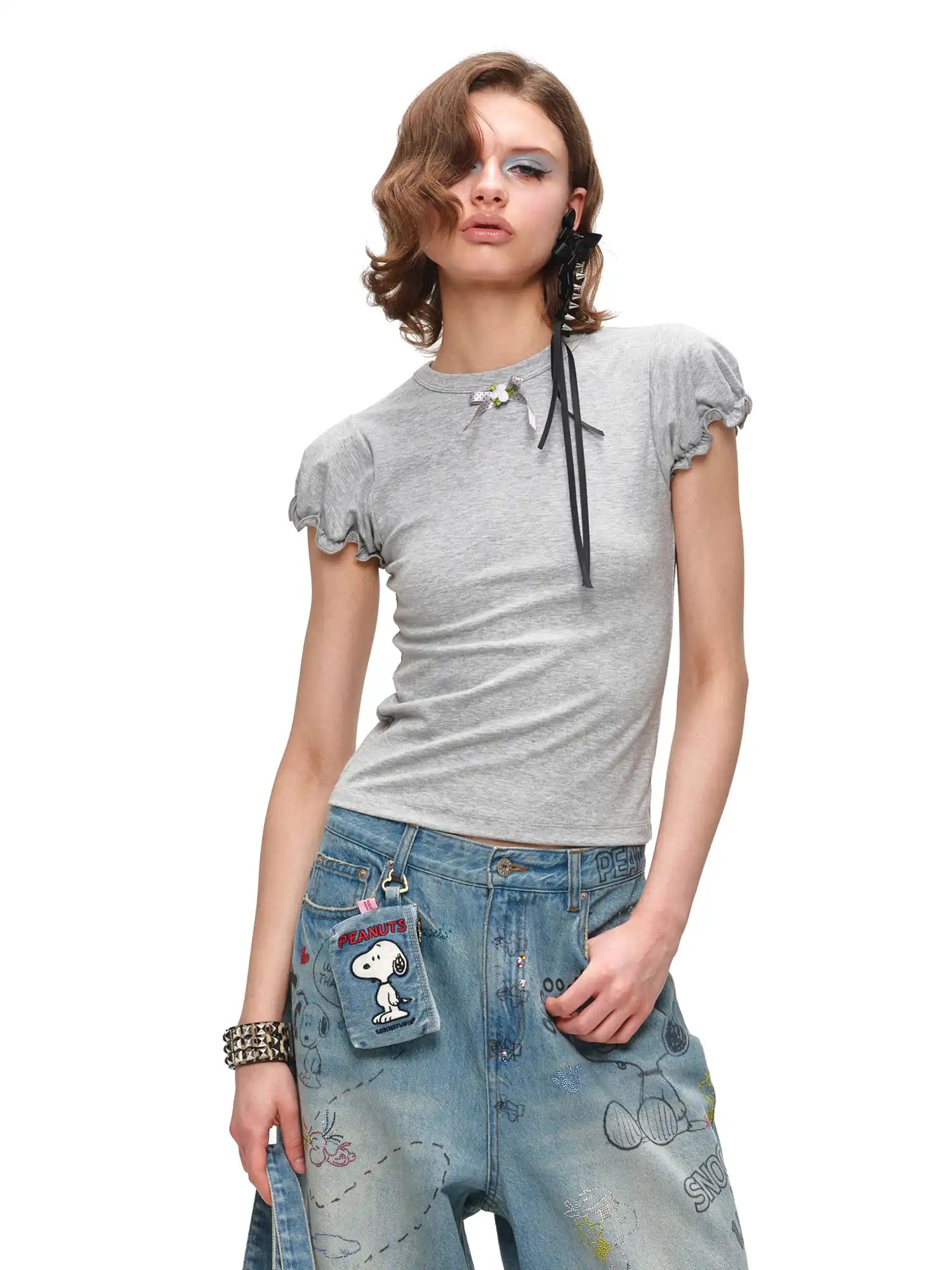 1Jinn Studio Coquette Style Rosette Puff Sleeve Top | Canton Collective