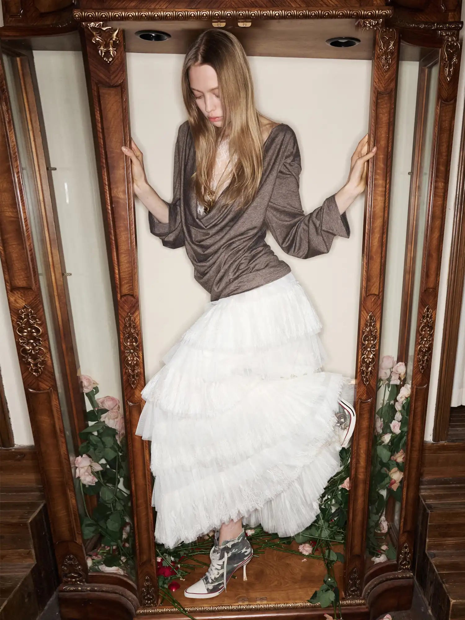 1Jinn Studio Coquette Y2K Sheer Lace Cowl Back Long Sleeve Top | Canton Collective