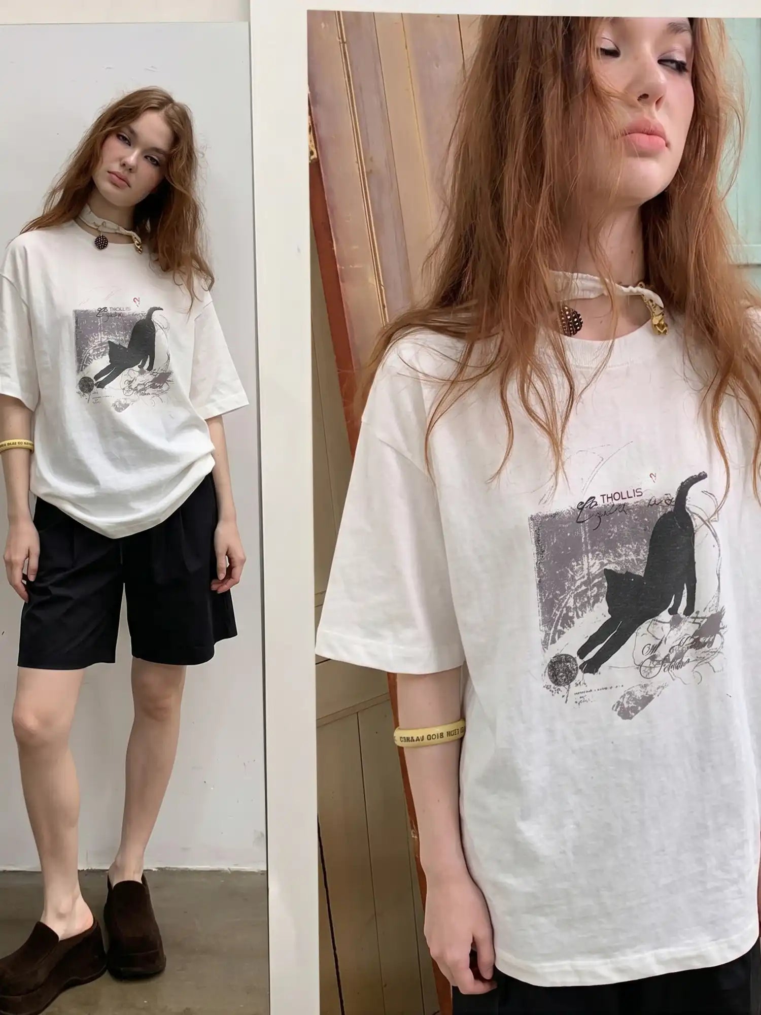 CantonCollective Design Cotton Oversized T-Shirt with Cat Print | Canton Collective