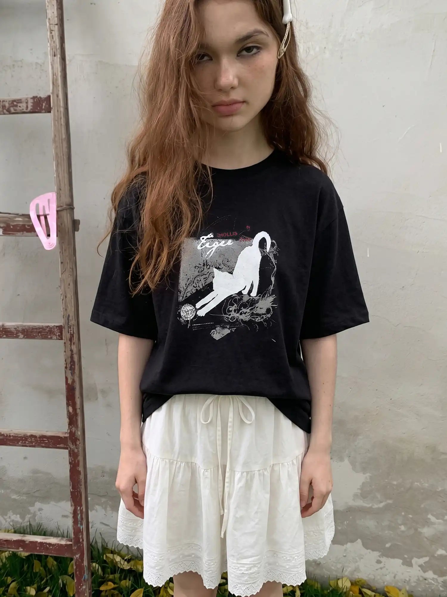 CantonCollective Design Cotton Oversized T-Shirt with Cat Print | Canton Collective