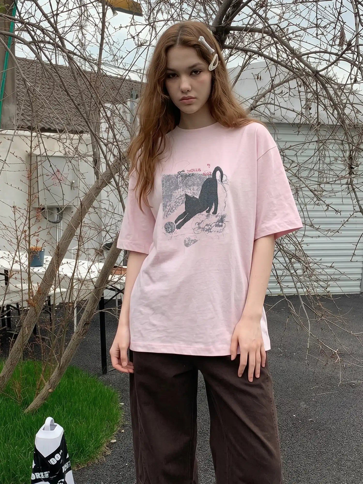 CantonCollective Design Cotton Oversized T-Shirt with Cat Print | Canton Collective