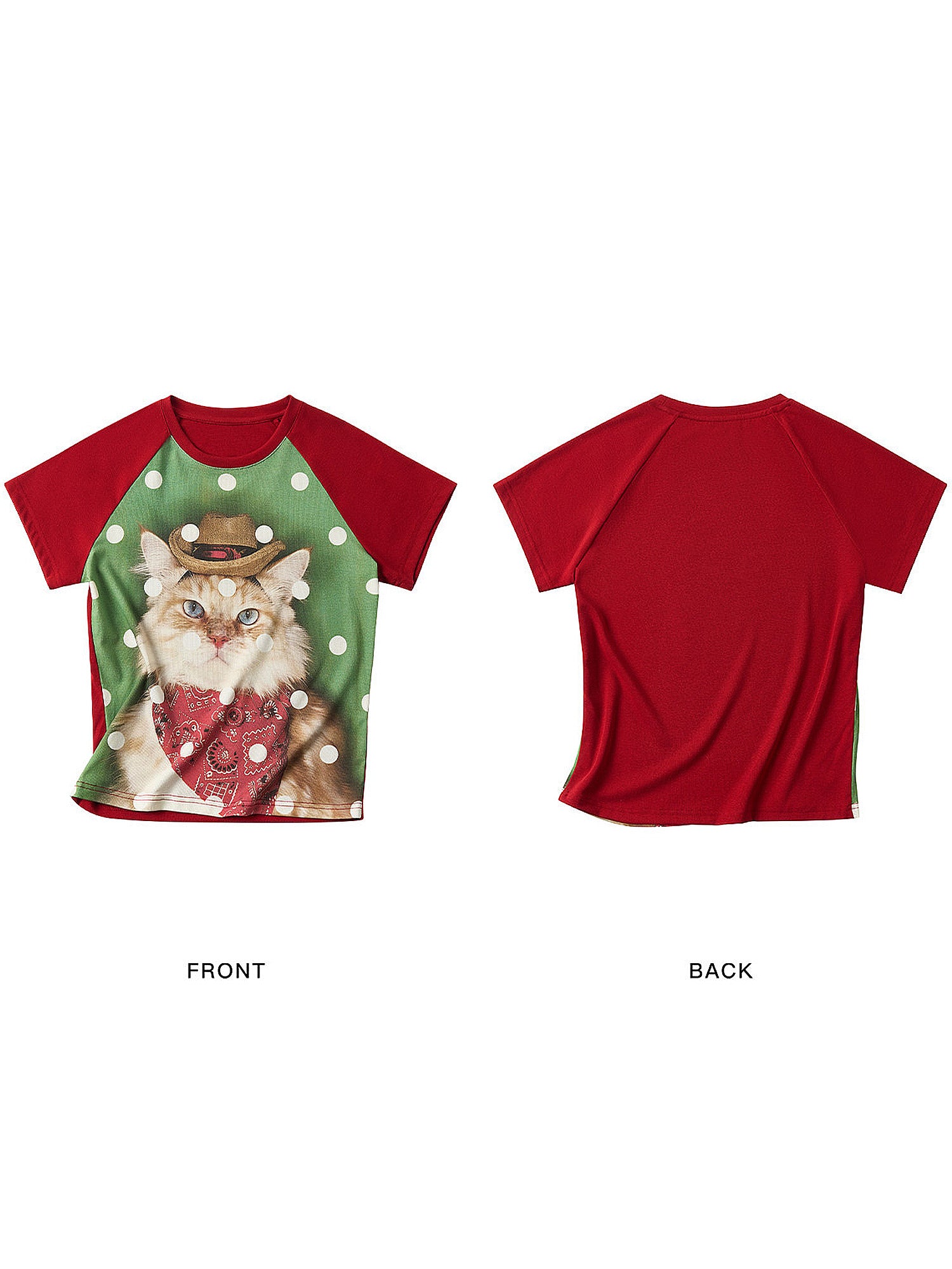 Outtheblue Cowboy Cat Polka Dots Cropped Raglan Tee | Canton Collective