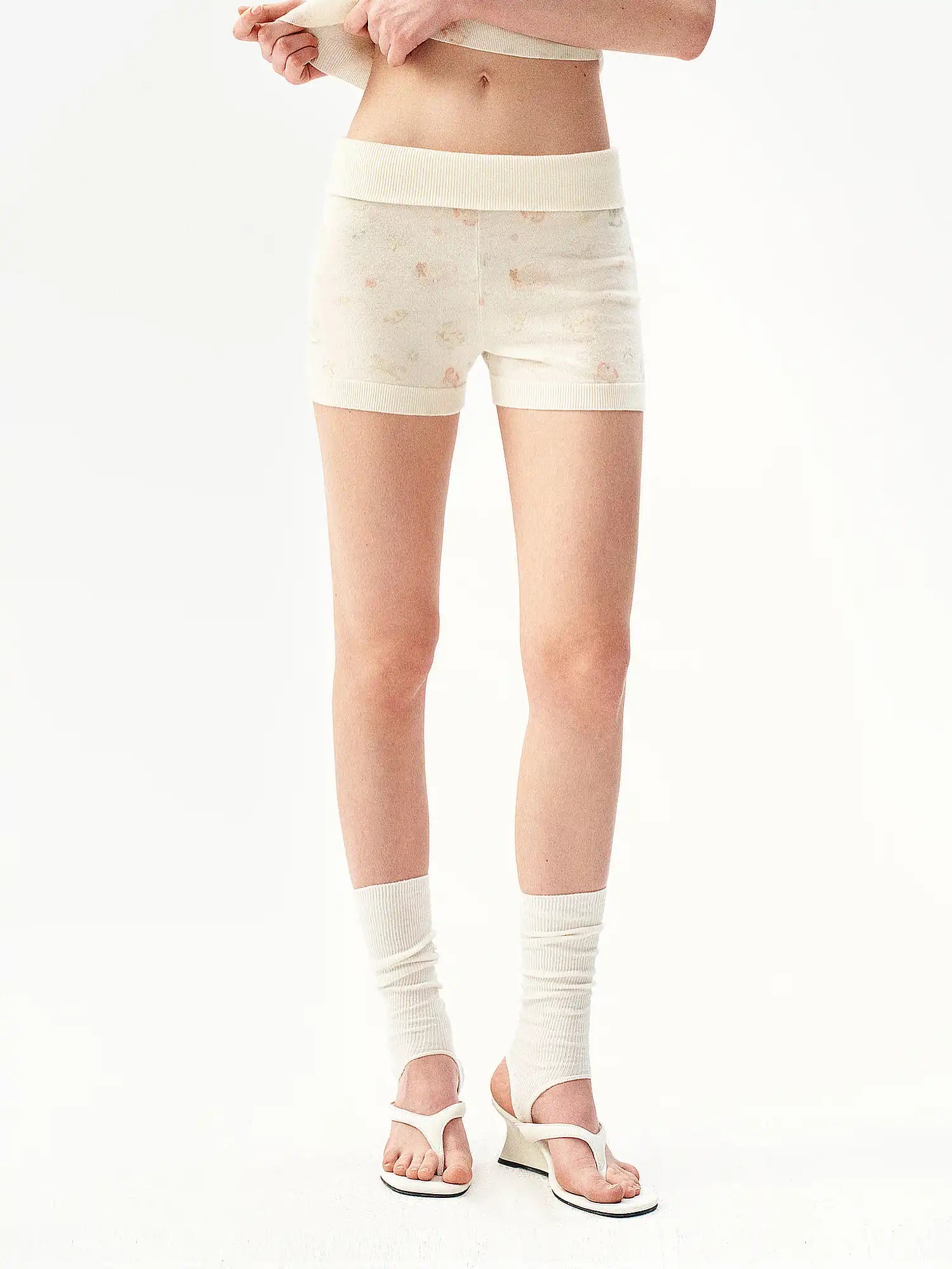 Ayo Cream Fold Over Knit Lounge Shorts | Canton Collective