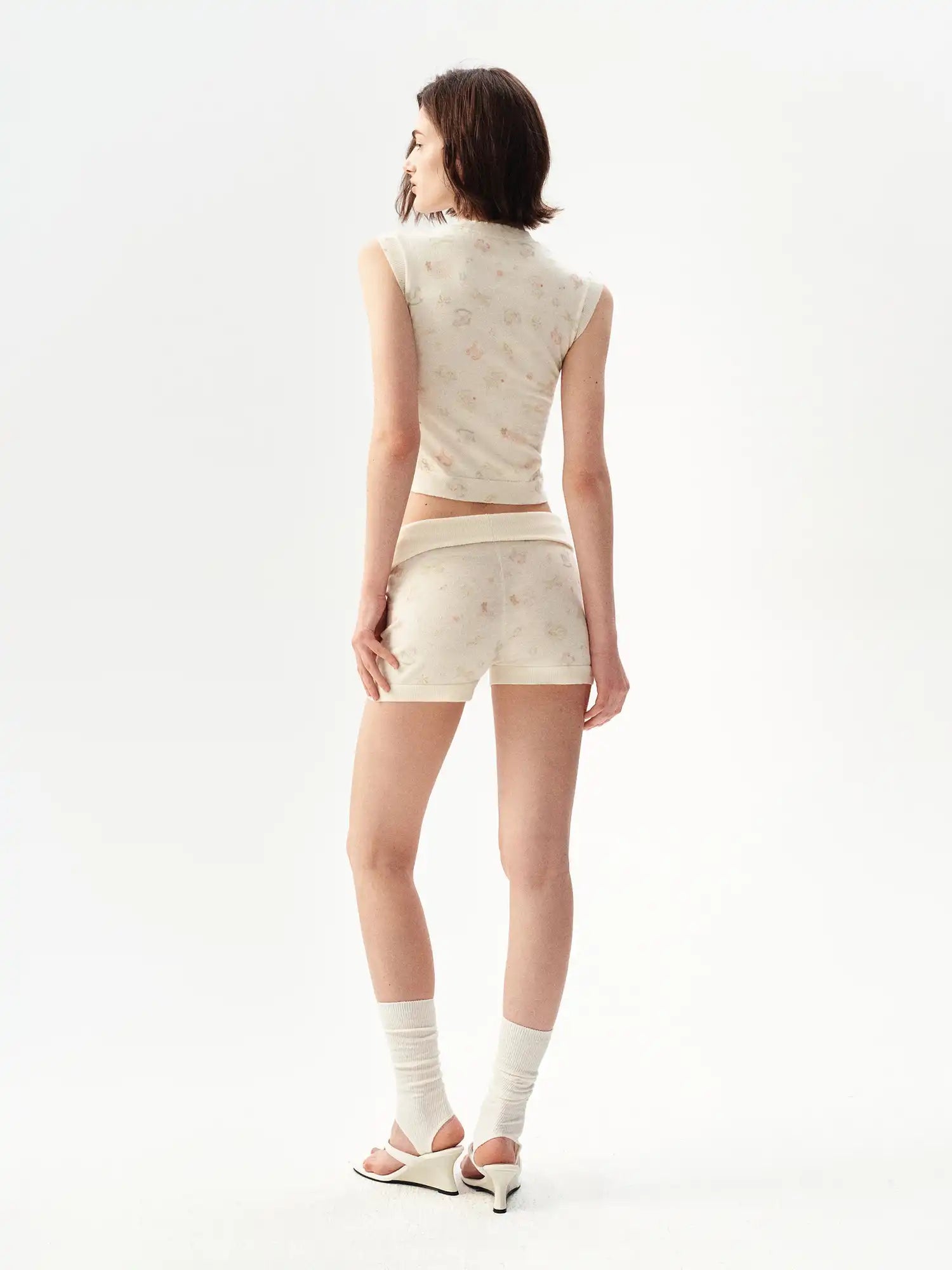 Ayo Cream Fold Over Knit Lounge Shorts | Canton Collective
