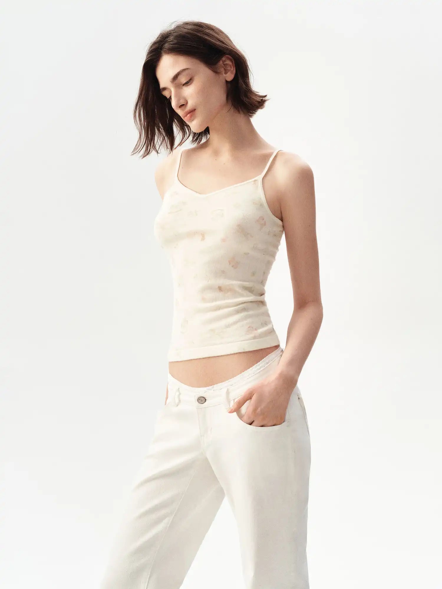 Ayo Cream Knit Spaghetti Strap Tank Top | Canton Collective