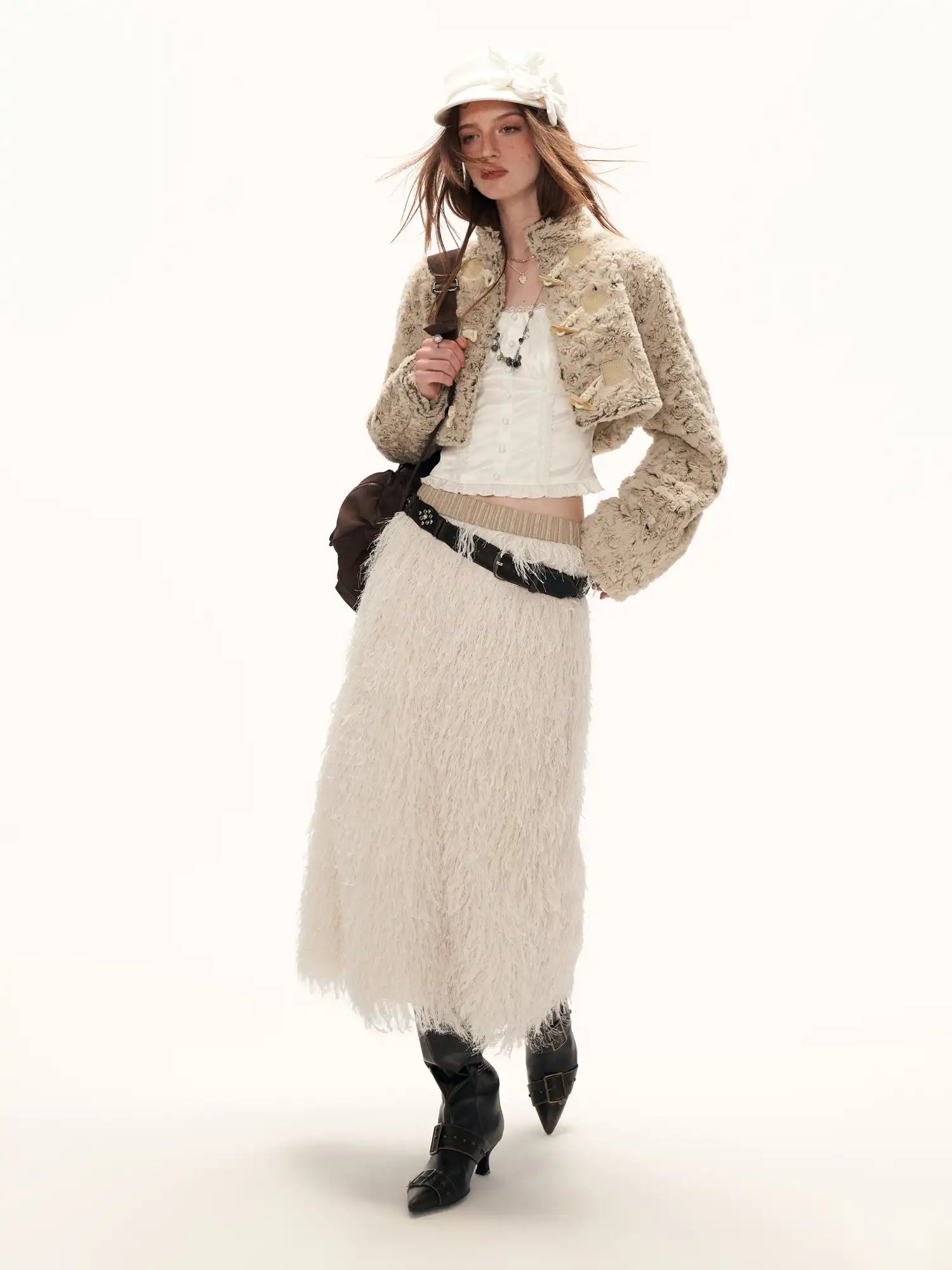 MAMC Creamy Feather Tassle Midi Skirt | Canton Collective
