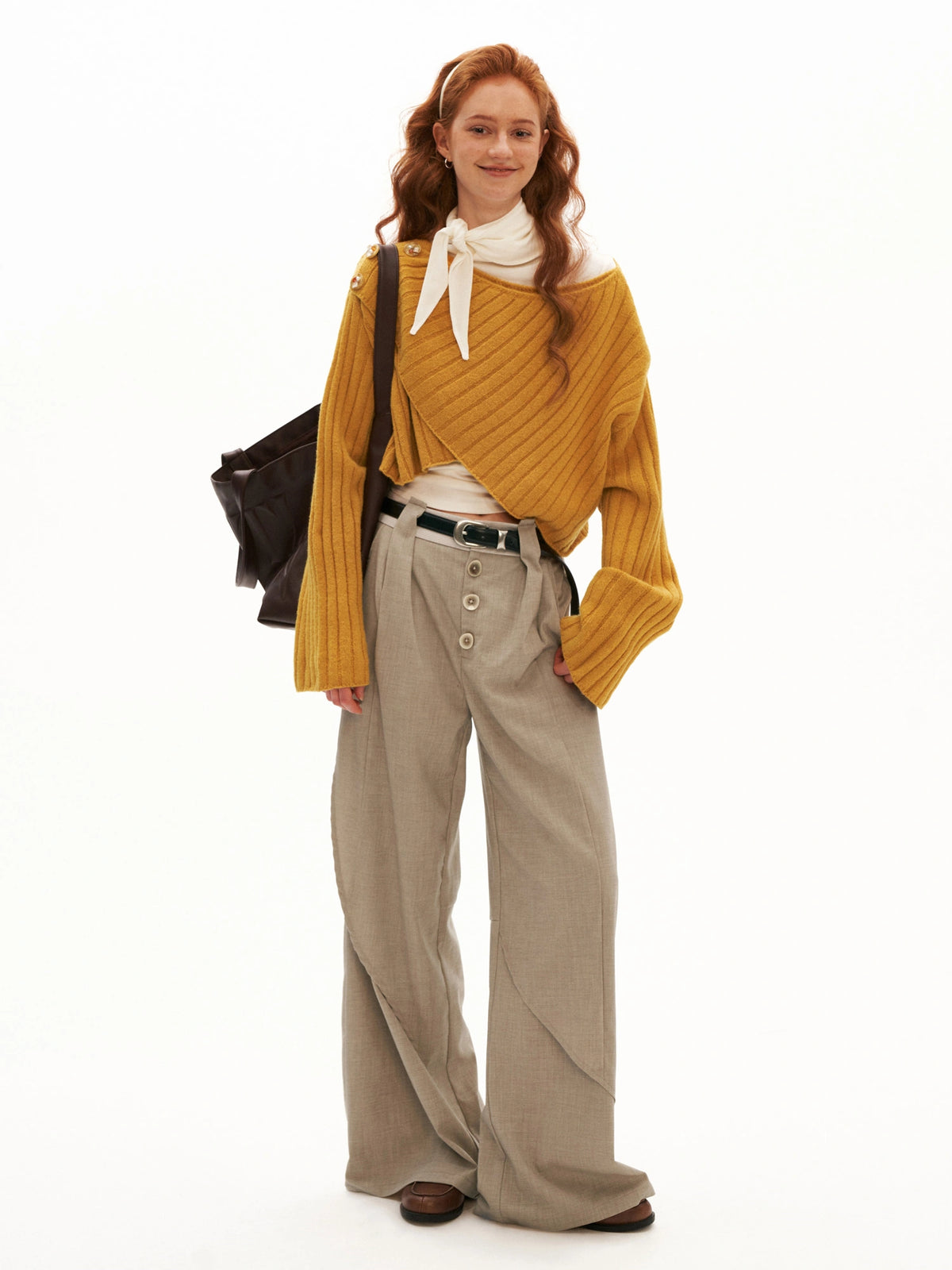 MAMC Cropped Cable Knit Crossover Sweater | Canton Collective