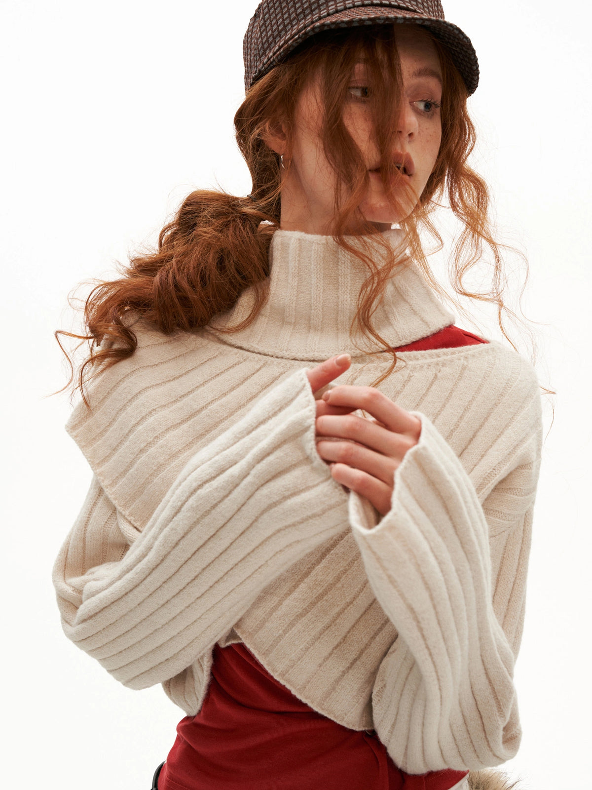 MAMC Cropped Cable Knit Crossover Sweater | Canton Collective