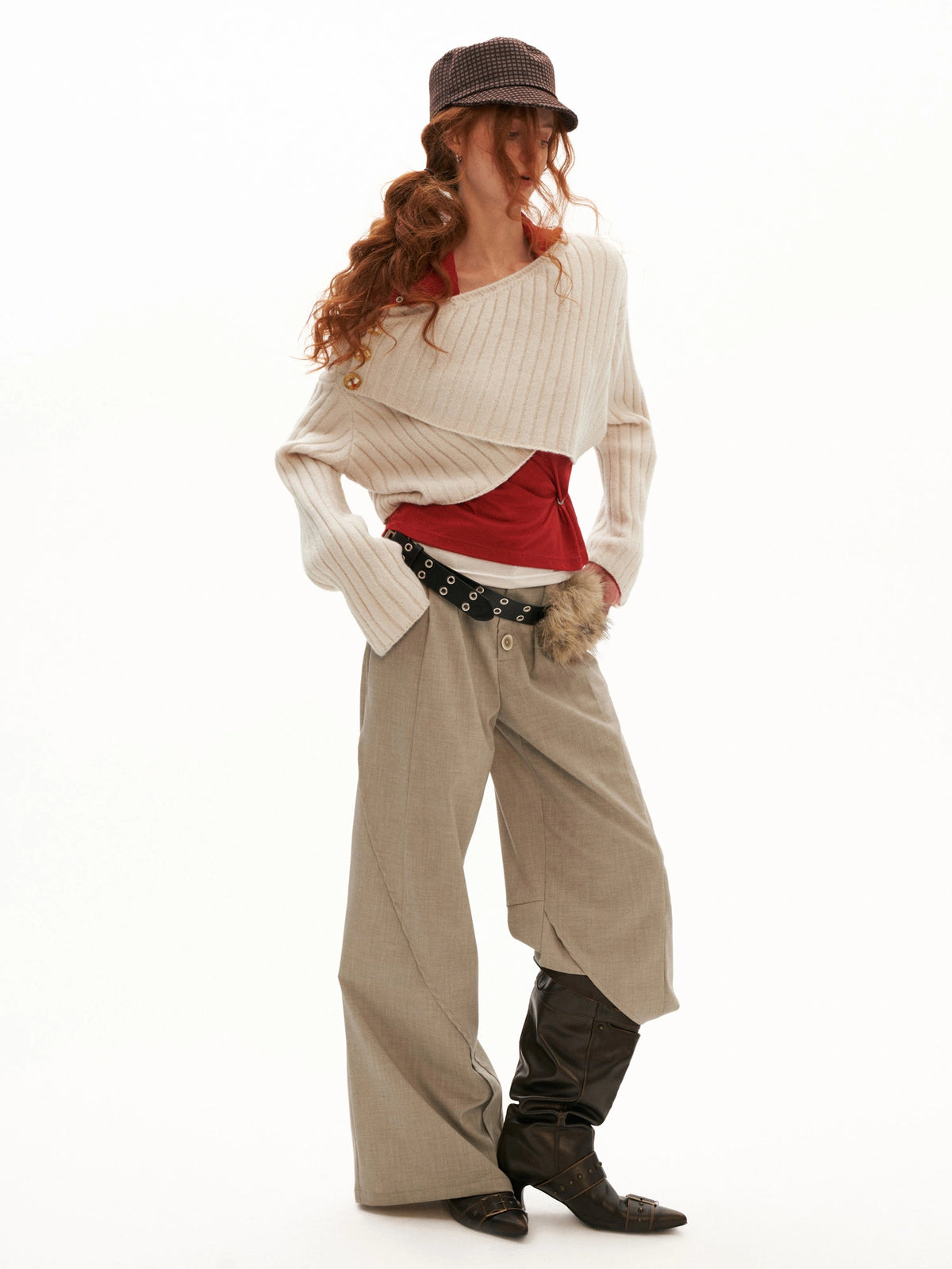 MAMC Cropped Cable Knit Crossover Sweater | Canton Collective