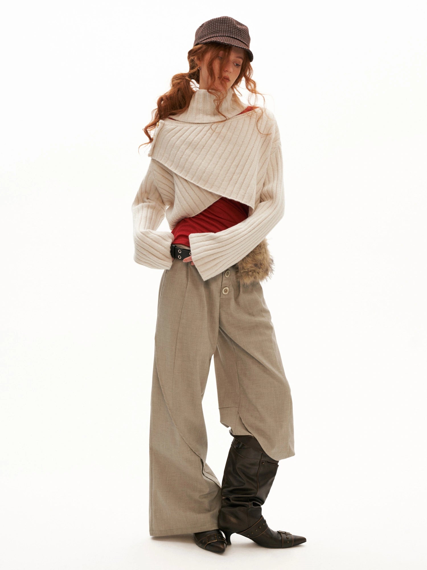 MAMC Cropped Cable Knit Crossover Sweater | Canton Collective