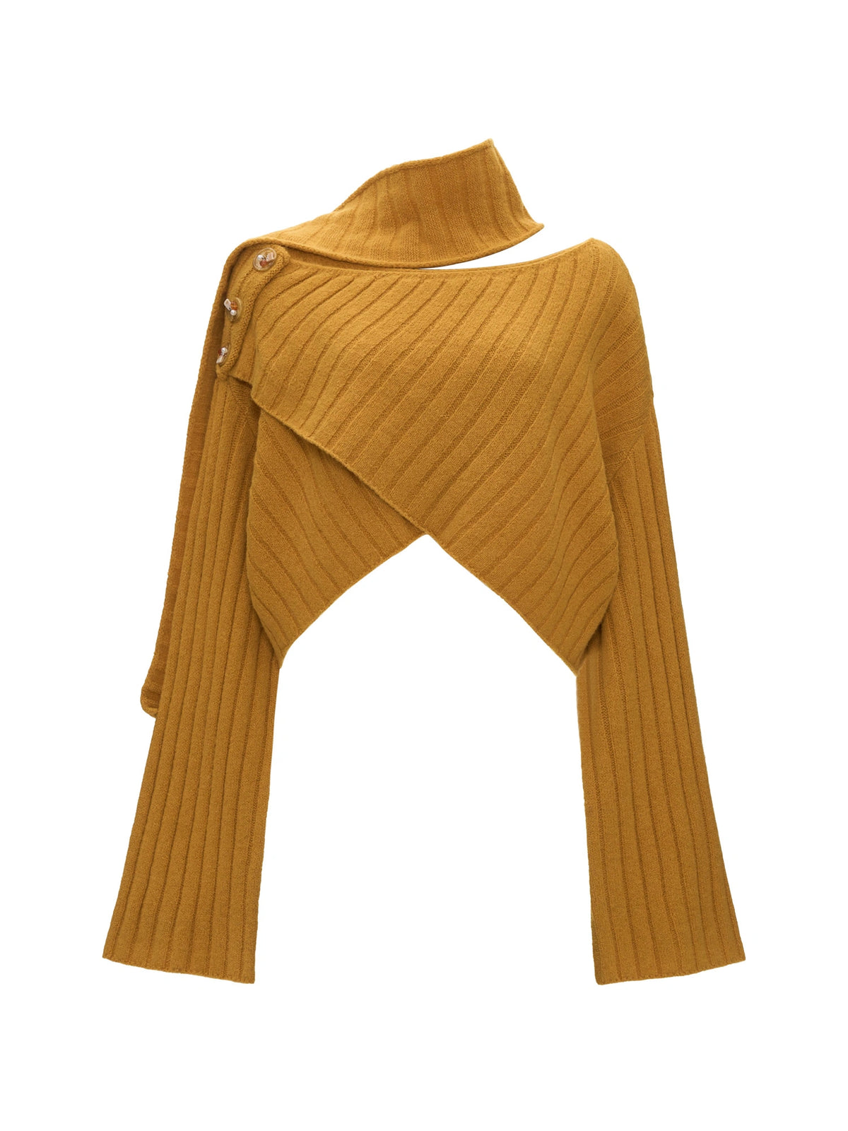 MAMC Cropped Cable Knit Crossover Sweater | Canton Collective