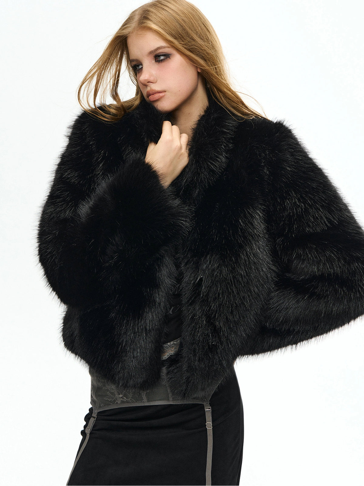 Deleteex Cropped Faux Fur Lapel Jacket | Canton Collective