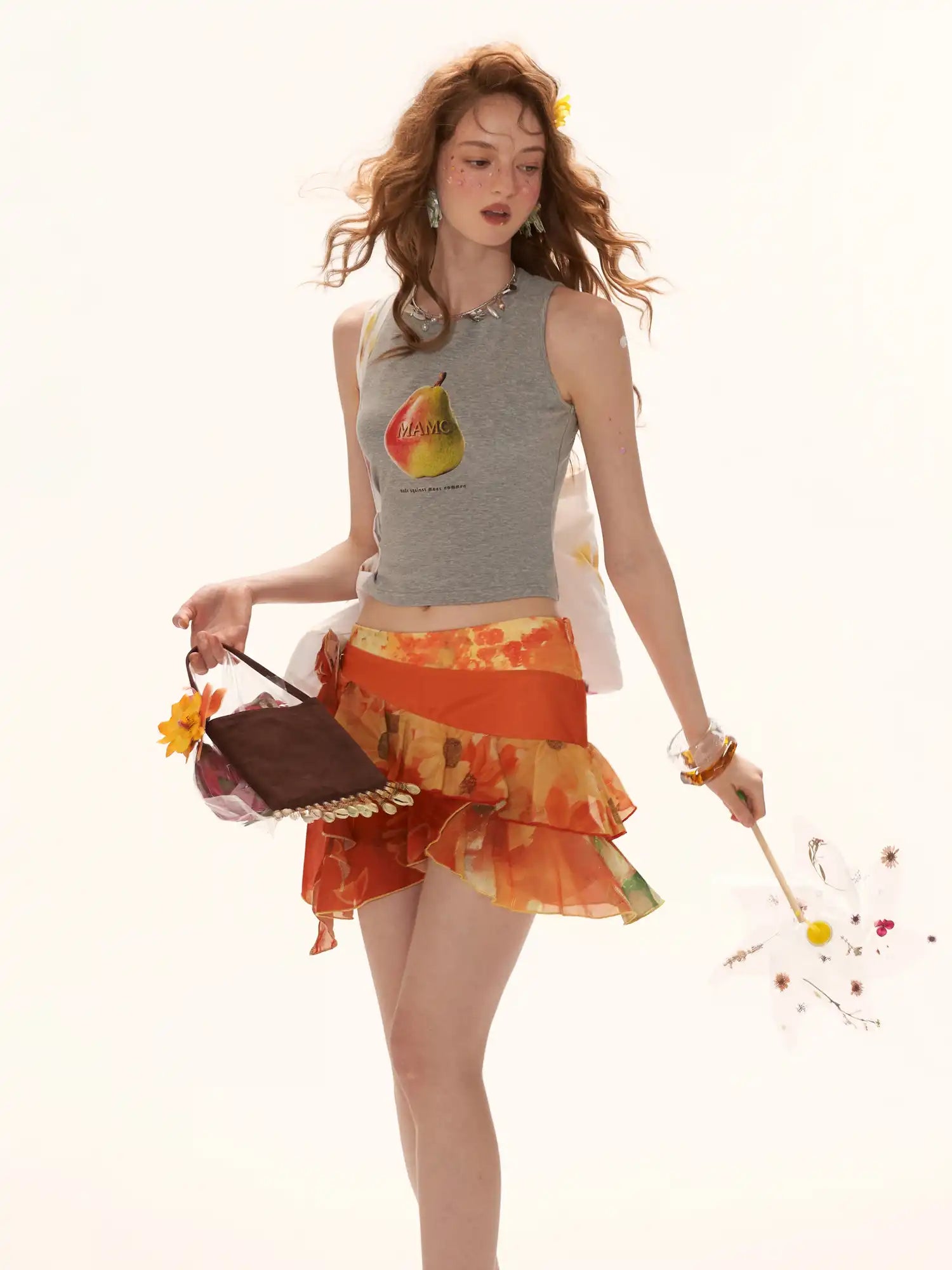 MAMC Cropped Jersey Vest Top with Pear Graphic | Canton Collective