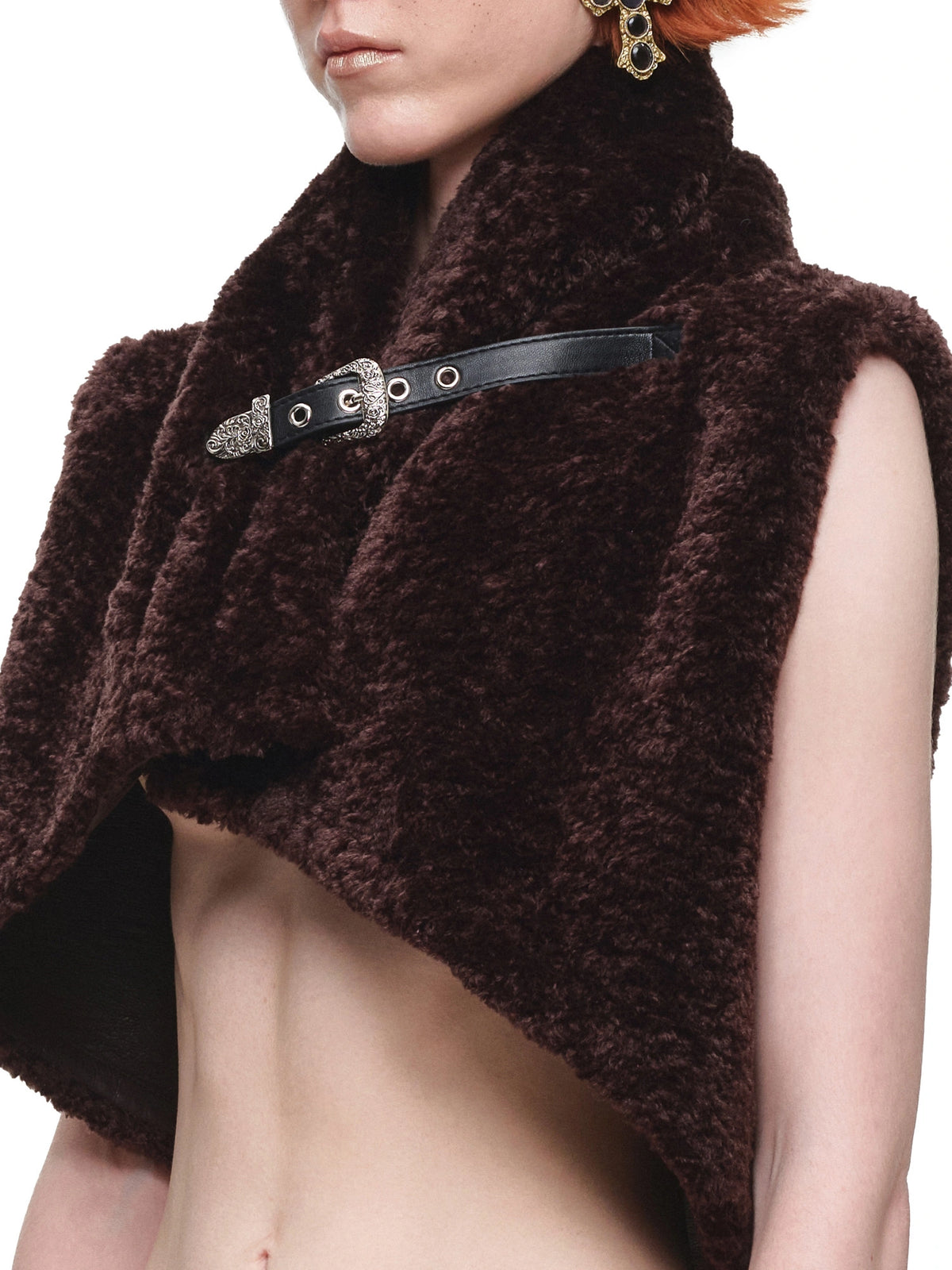 1Jinn Studio Cropped Leopard Faux Fur Buckle Vest | Canton Collective