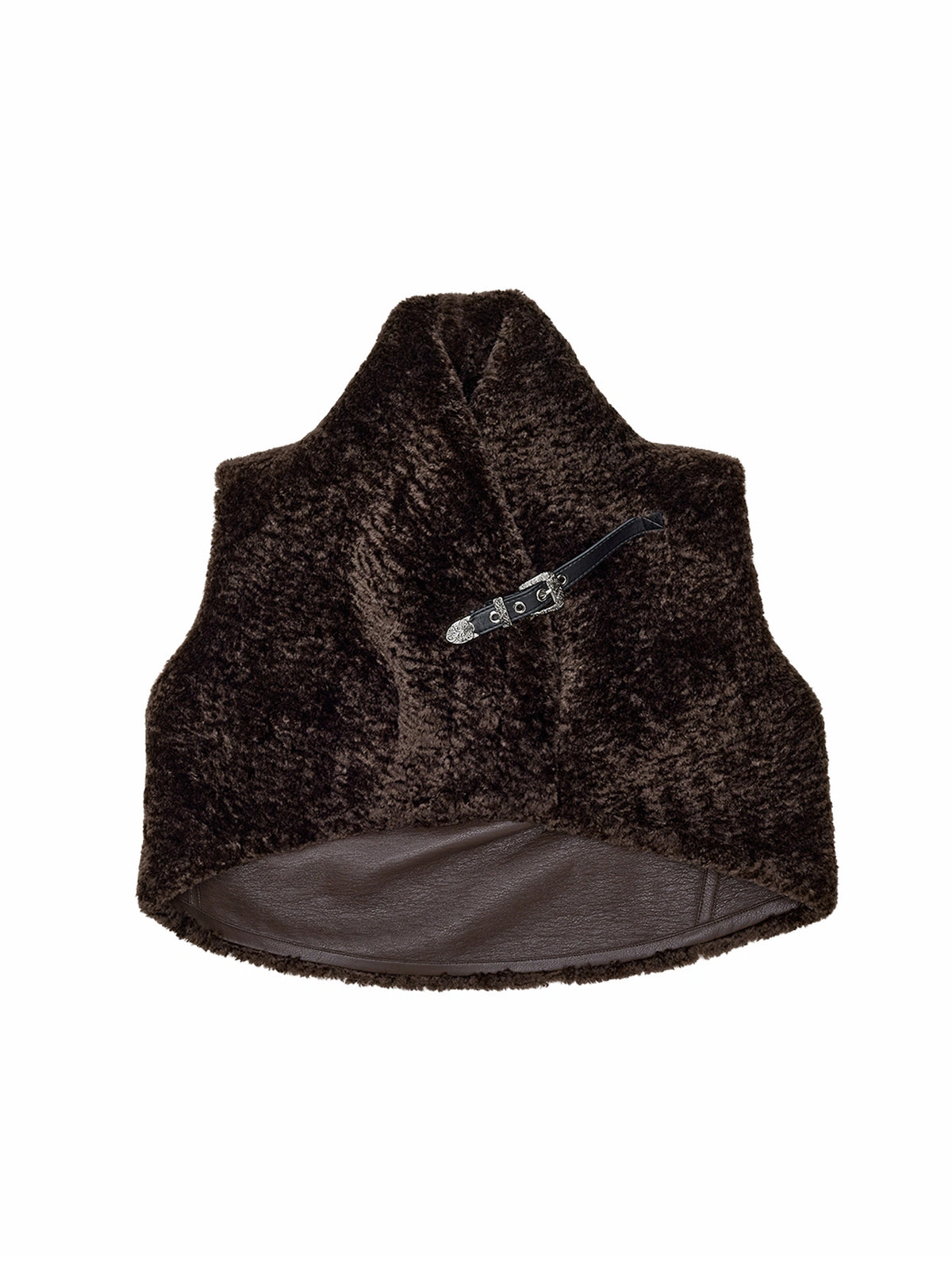 1Jinn Studio Cropped Leopard Faux Fur Buckle Vest | Canton Collective