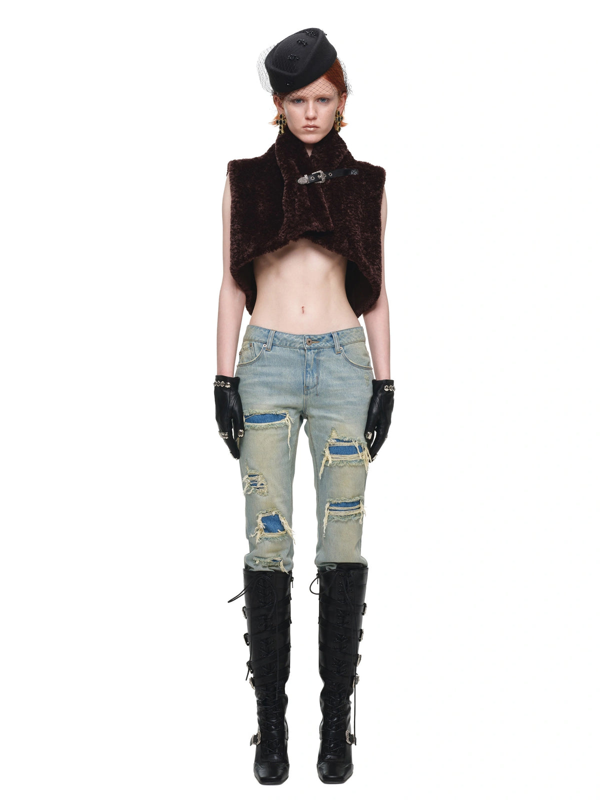 1Jinn Studio Cropped Leopard Faux Fur Buckle Vest | Canton Collective