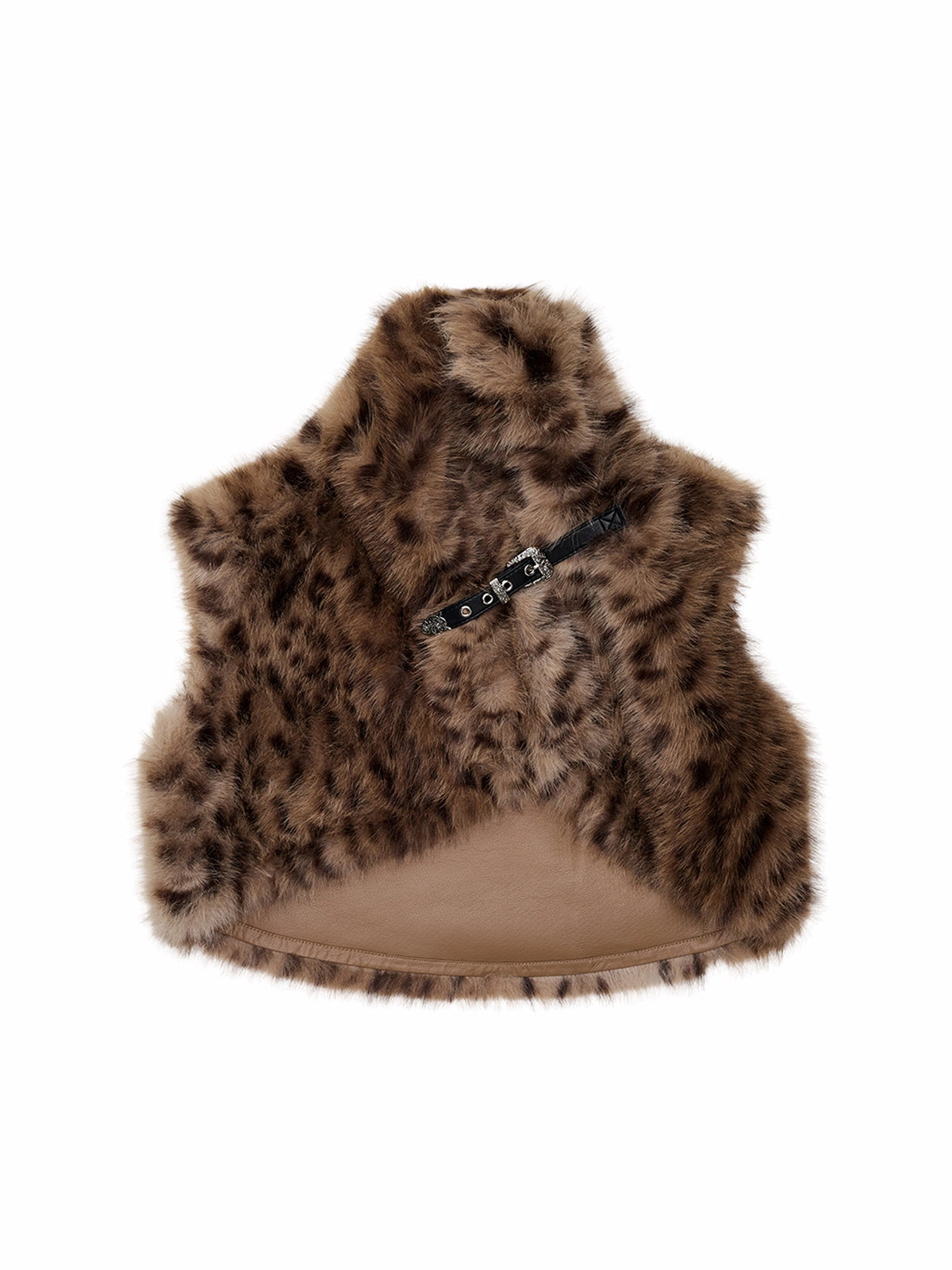1Jinn Studio Cropped Leopard Faux Fur Buckle Vest | Canton Collective