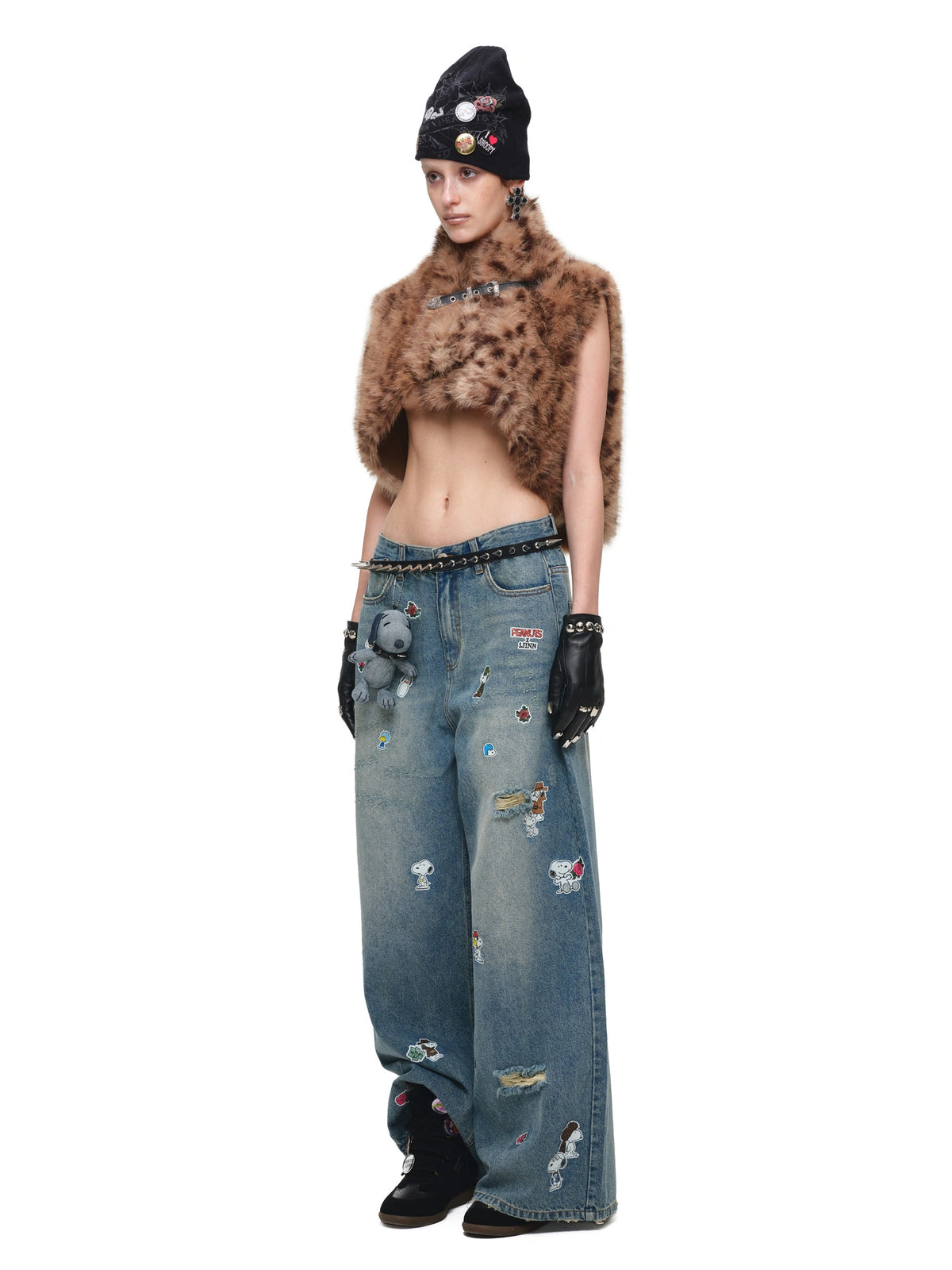 1Jinn Studio Cropped Leopard Faux Fur Buckle Vest | Canton Collective