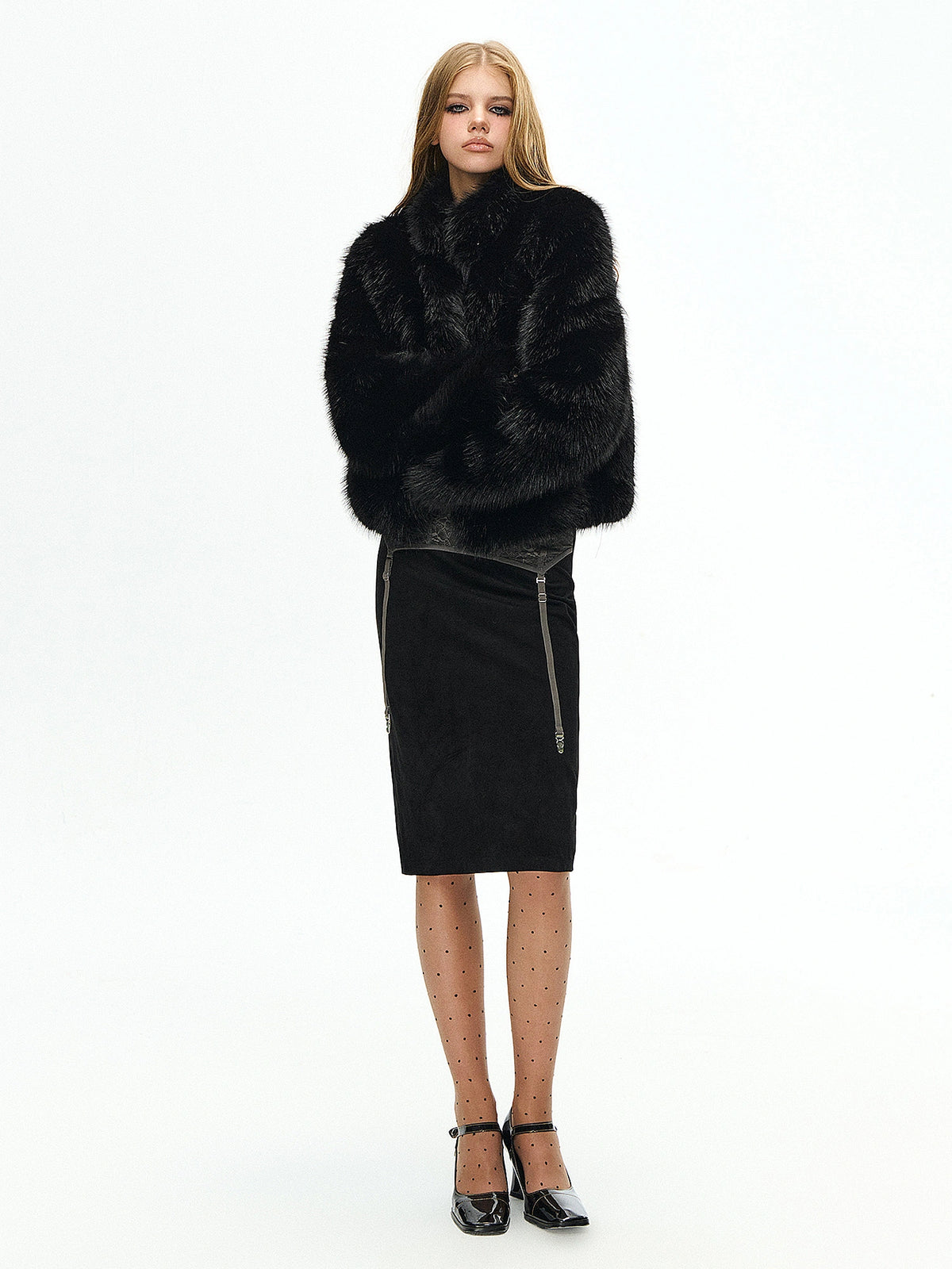 Deleteex Cropped Slavic Faux Fur Lapel Coat | Canton Collective